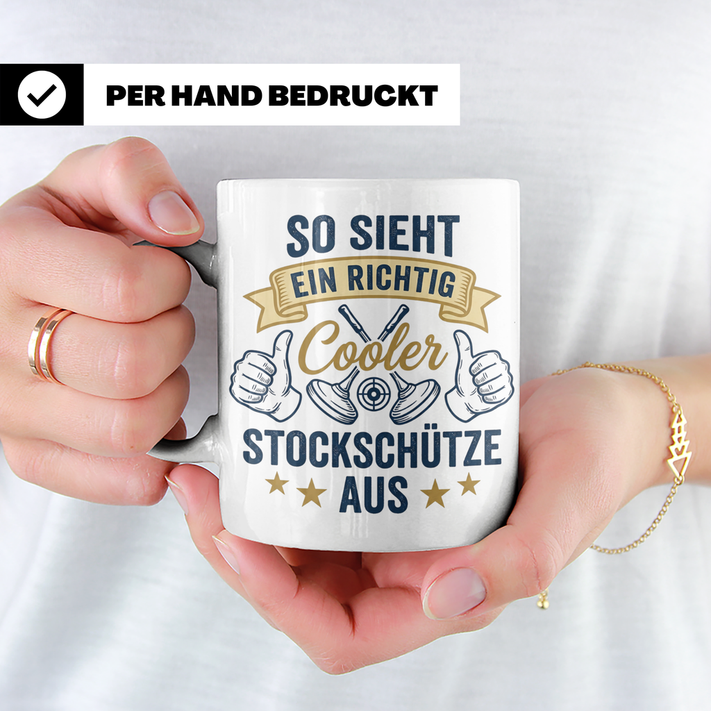 Stockschütze Tasse mit Spruch So sieht ein cooler Stockschüt – Weiß [farbe:weiß]