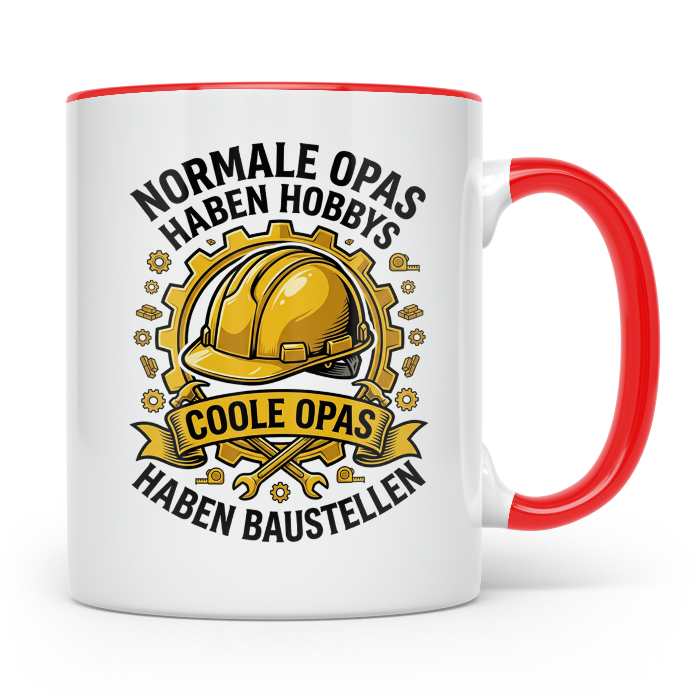 Opa Baustelle Tasse Handwerker Geschenk, Coole Opas haben Ba – Rot [farbe:rot]