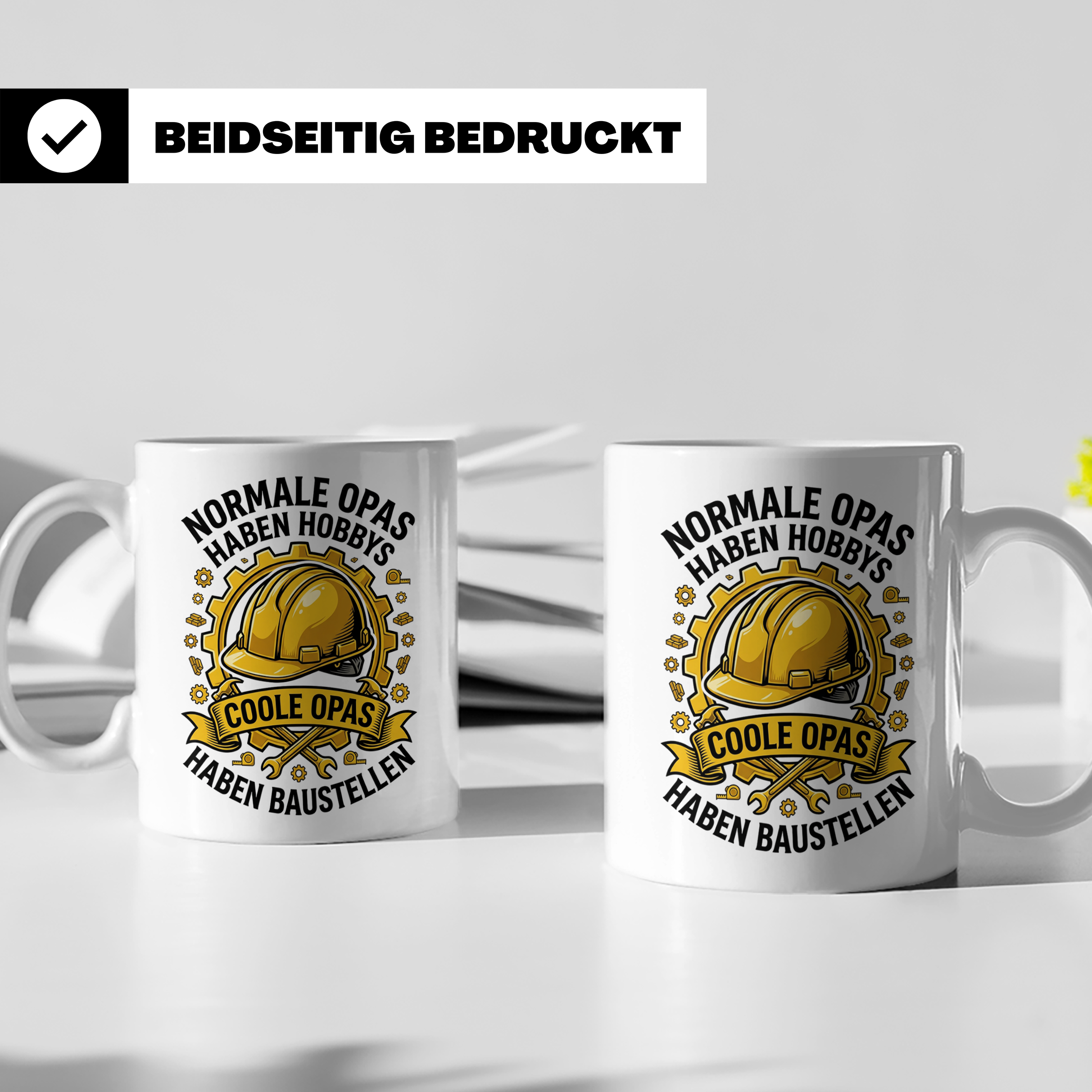 Opa Baustelle Tasse Handwerker Geschenk, Coole Opas haben Ba – Weiß [farbe:weiß]