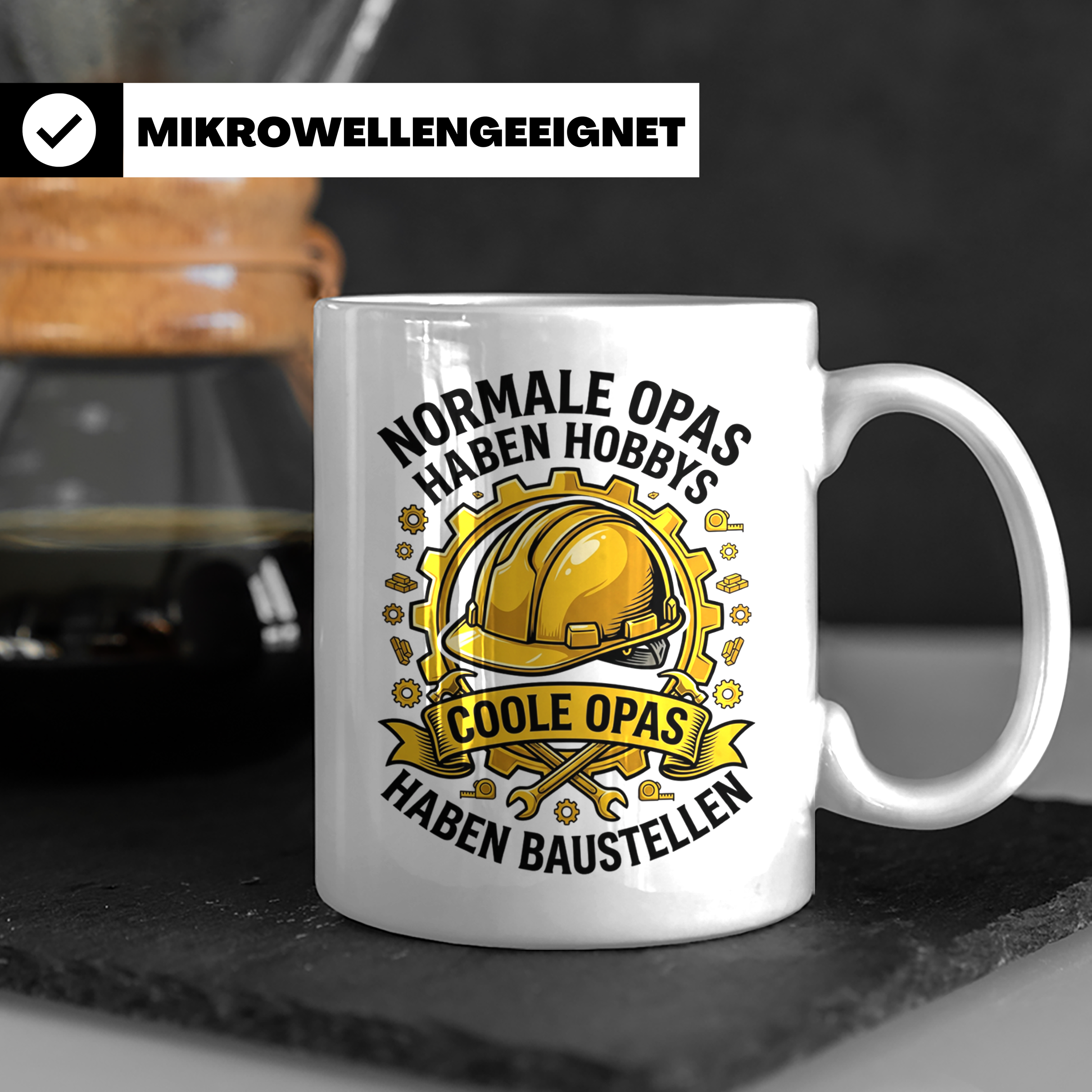 Opa Baustelle Tasse Handwerker Geschenk, Coole Opas haben Ba – Weiß [farbe:weiß]