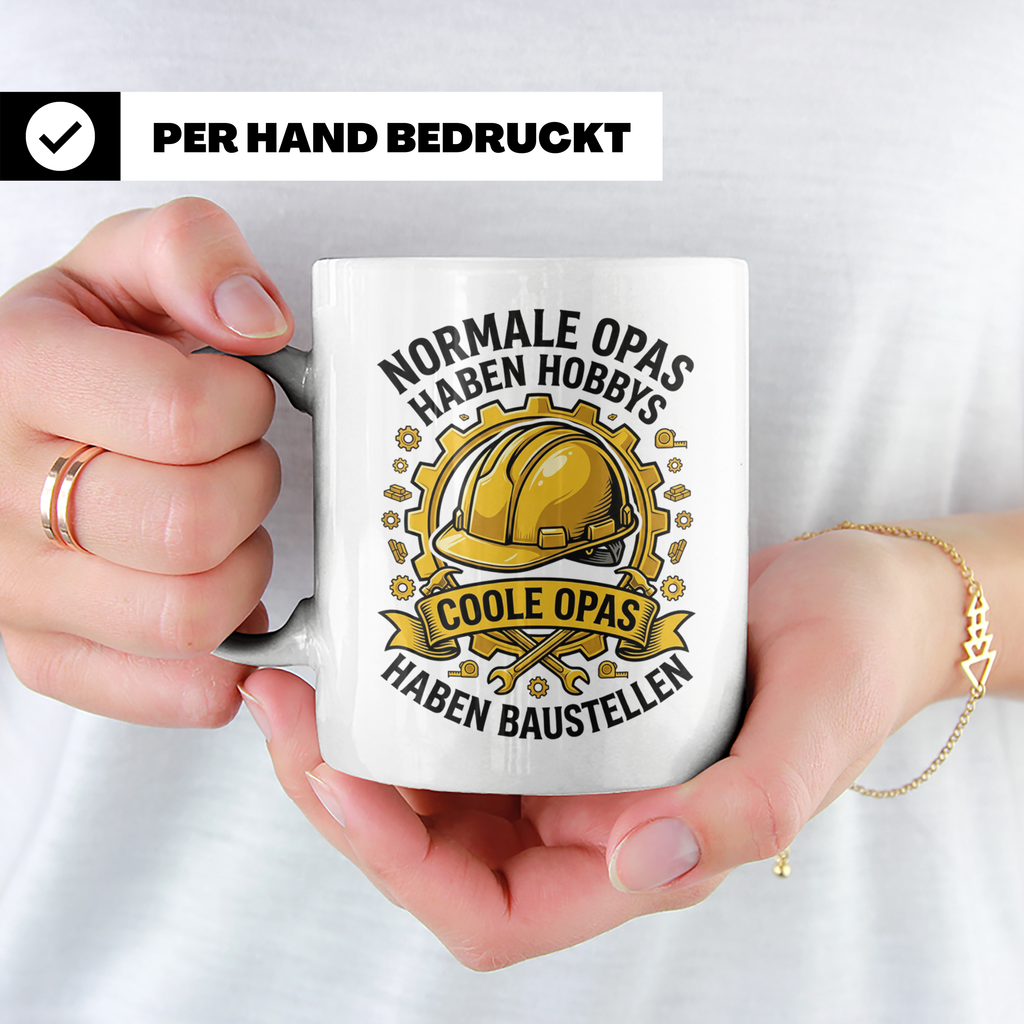Opa Baustelle Tasse Handwerker Geschenk, Coole Opas haben Ba – Weiß [farbe:weiß]