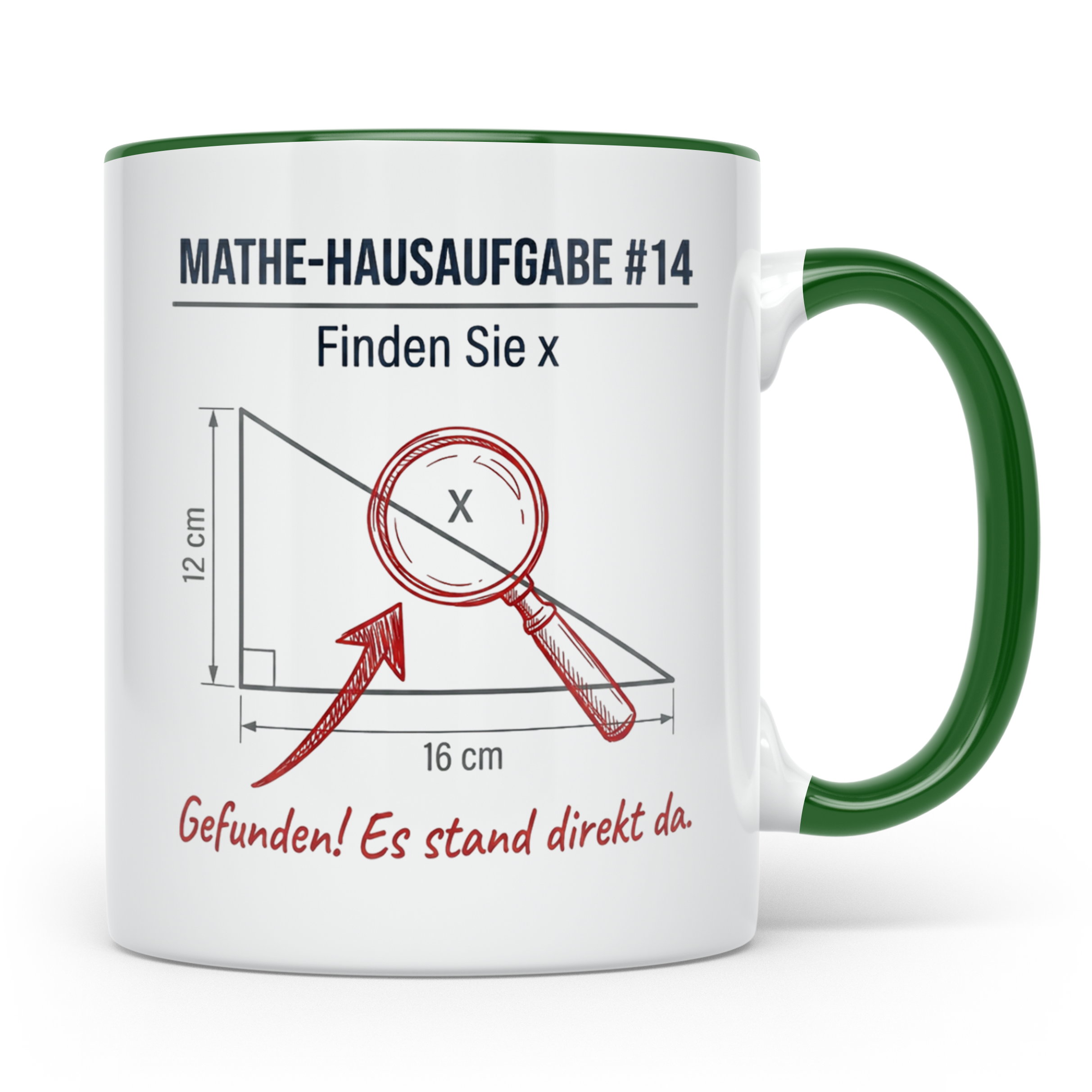 Mathe Witz Tasse Finde x Lustiger Spruch Mathematiker Lehrer – Grün [farbe:grün]