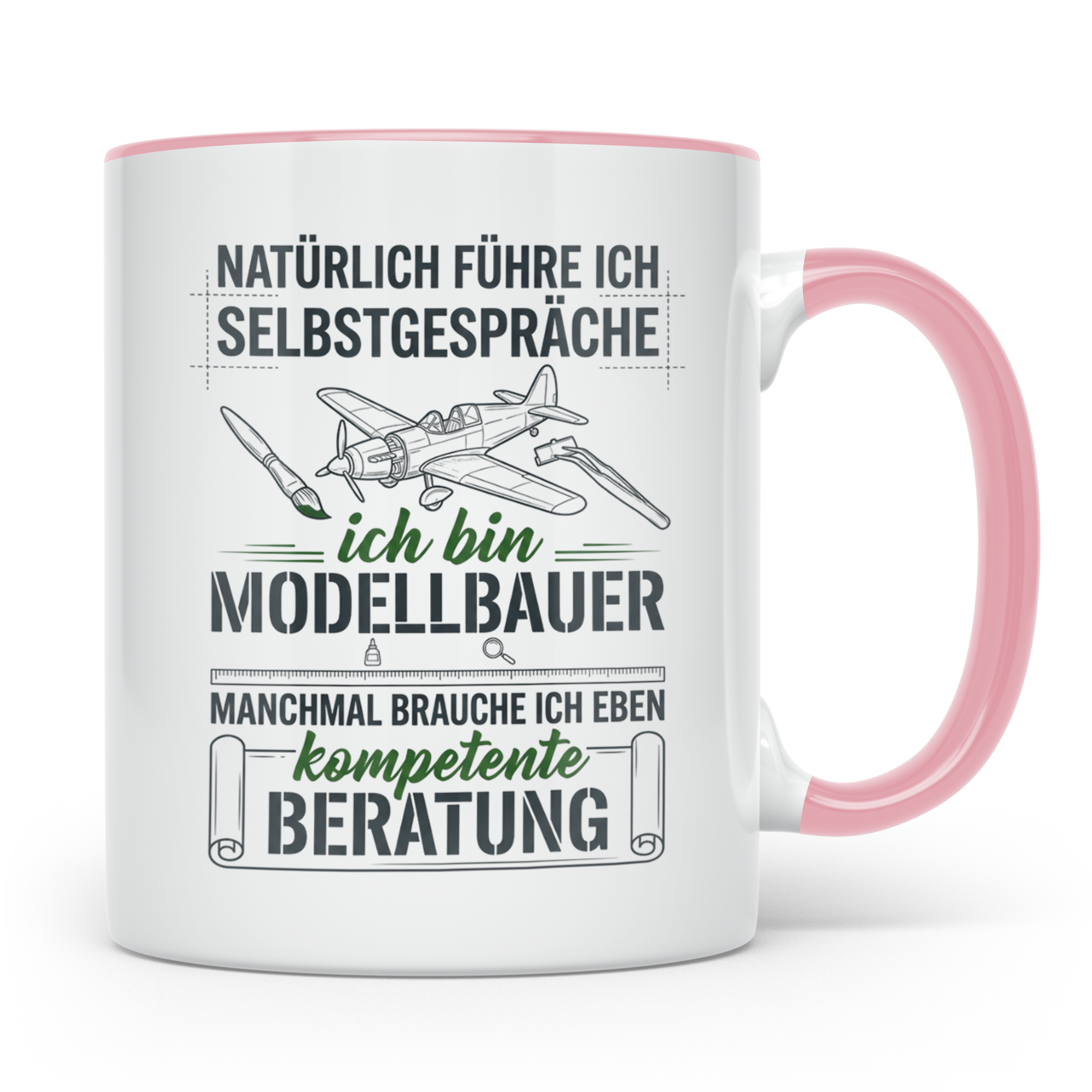 Modellbauer Tasse mit Spruch Selbstgespräche, Geschenk Flugz – Rosa [farbe:rosa]