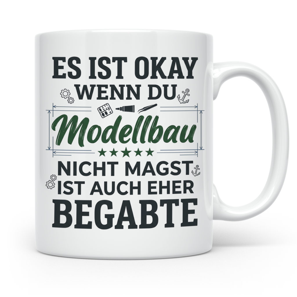Modellbau Tasse mit Spruch 'Eher für Begabte', Geschenk für  – Weiß [farbe:weiß]