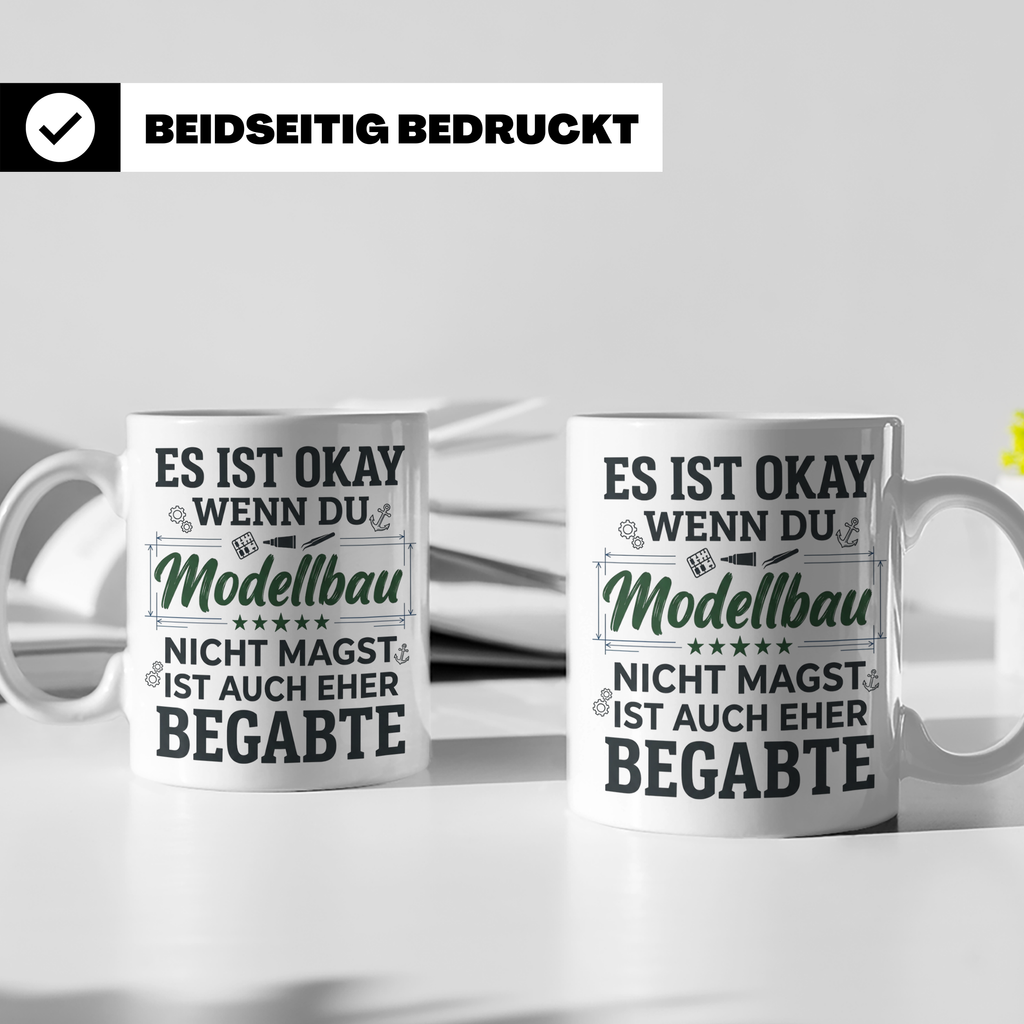 Modellbau Tasse mit Spruch 'Eher für Begabte', Geschenk für  – Weiß [farbe:weiß]