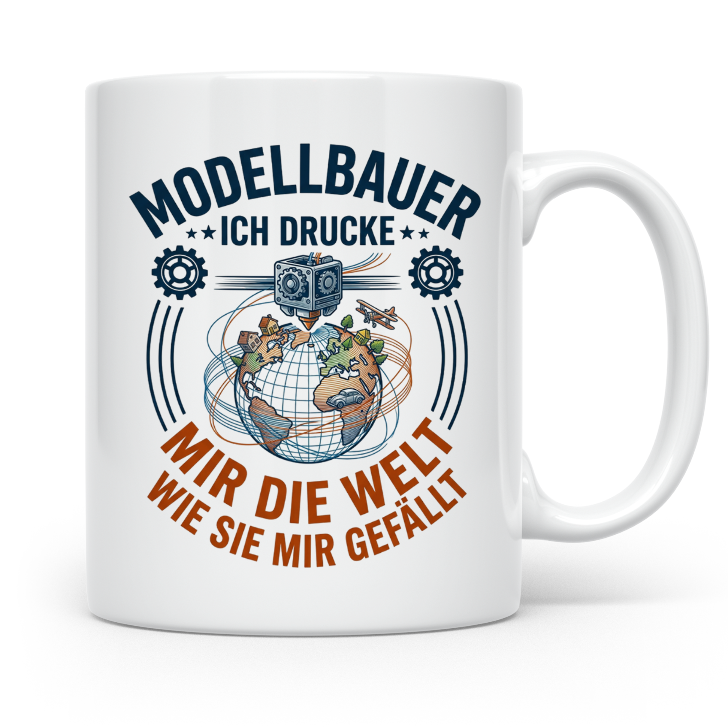 Modellbauer Tasse mit 3D Drucker Spruch 'Ich drucke mir die  – Weiß [farbe:weiß]