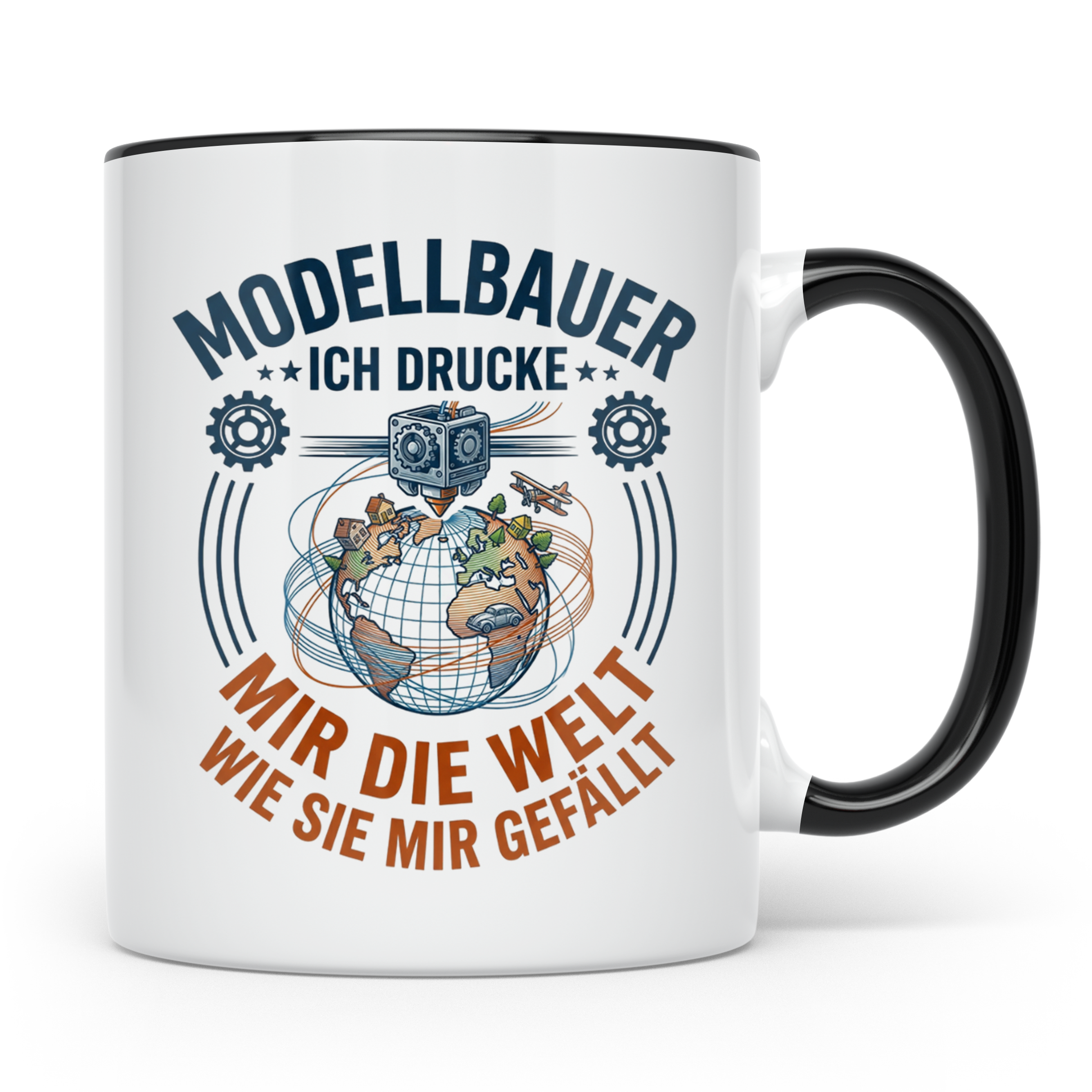 Modellbauer Tasse mit 3D Drucker Spruch 'Ich drucke mir die  – Schwarz [farbe:schwarz]