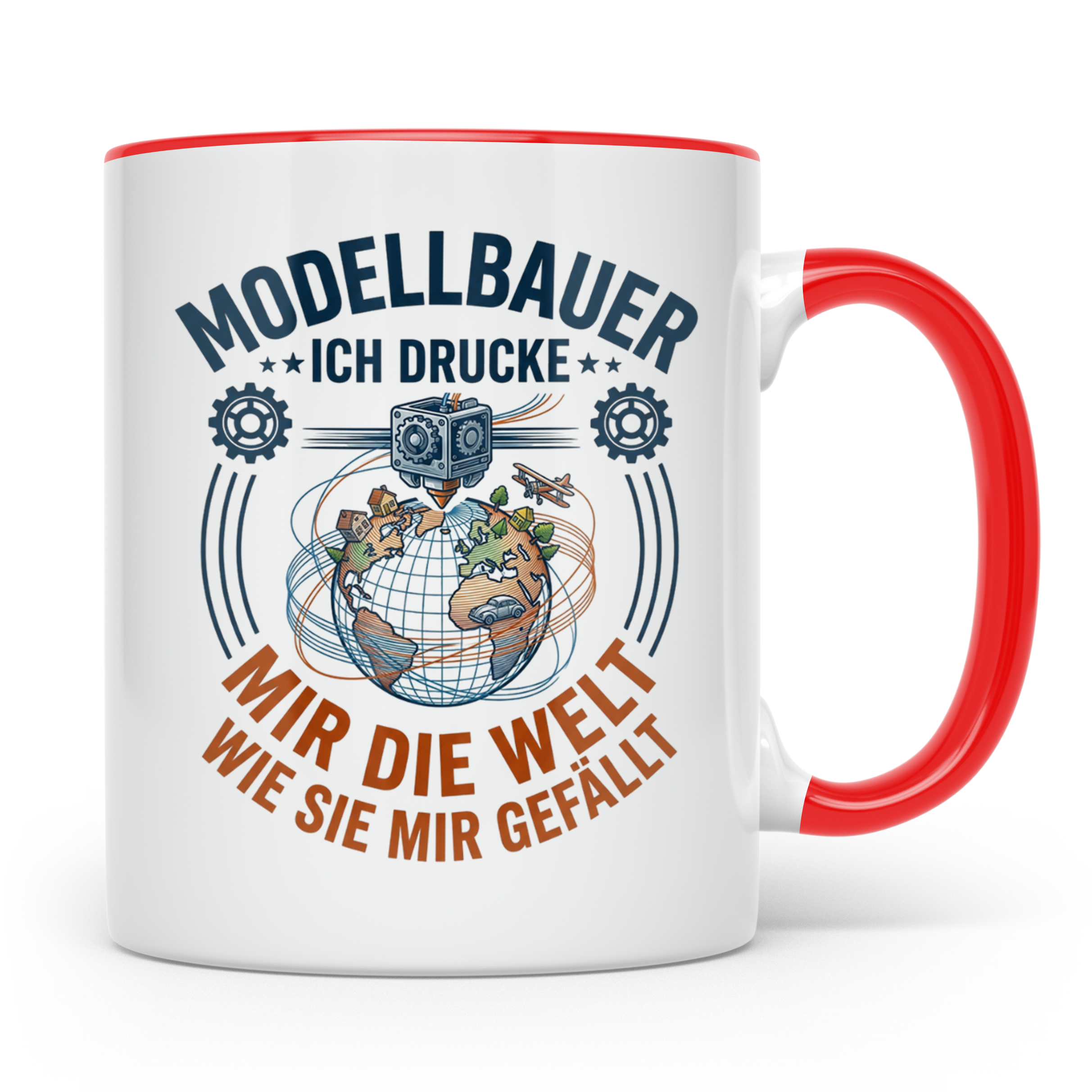 Modellbauer Tasse mit 3D Drucker Spruch 'Ich drucke mir die  – Rot [farbe:rot]