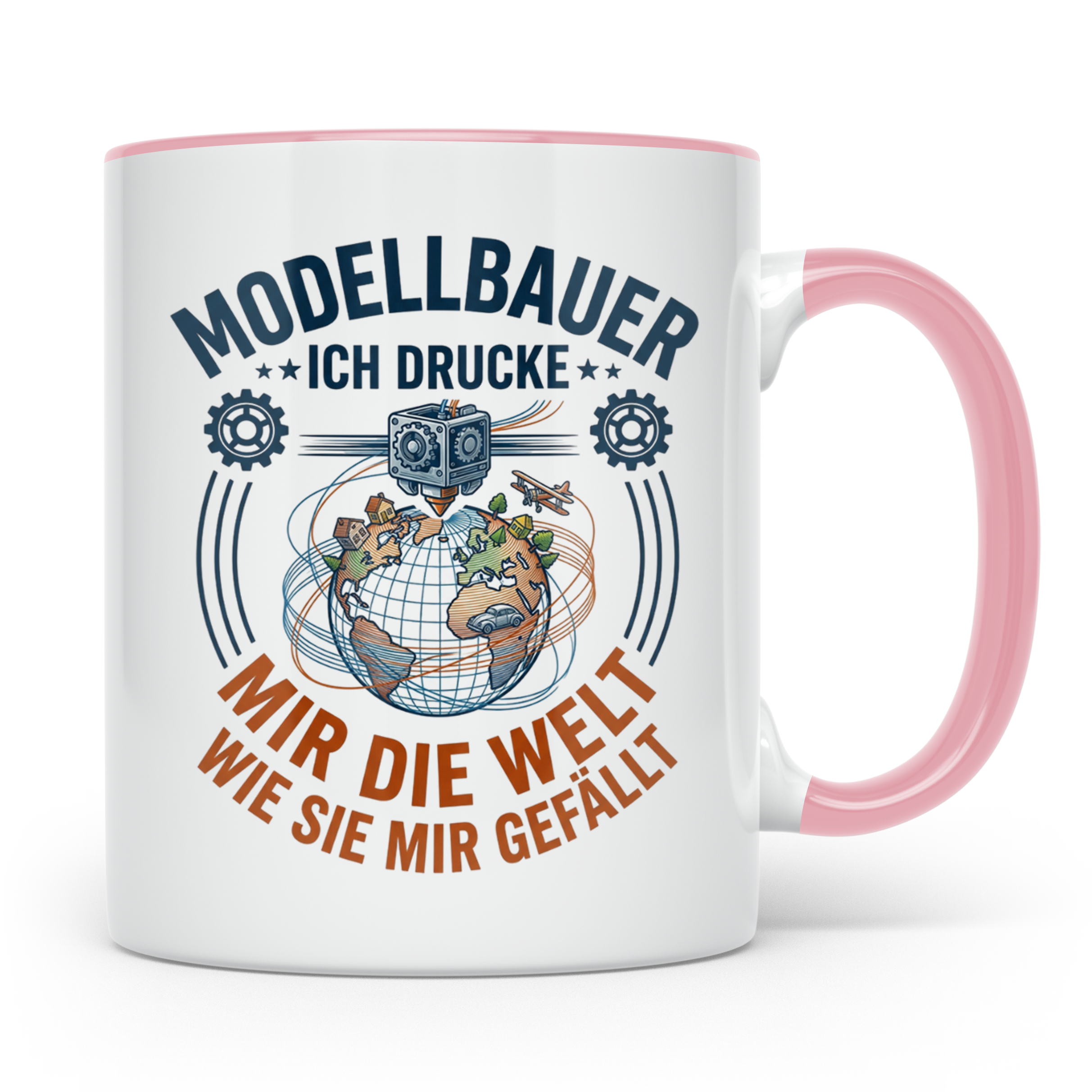 Modellbauer Tasse mit 3D Drucker Spruch 'Ich drucke mir die  – Rosa [farbe:rosa]