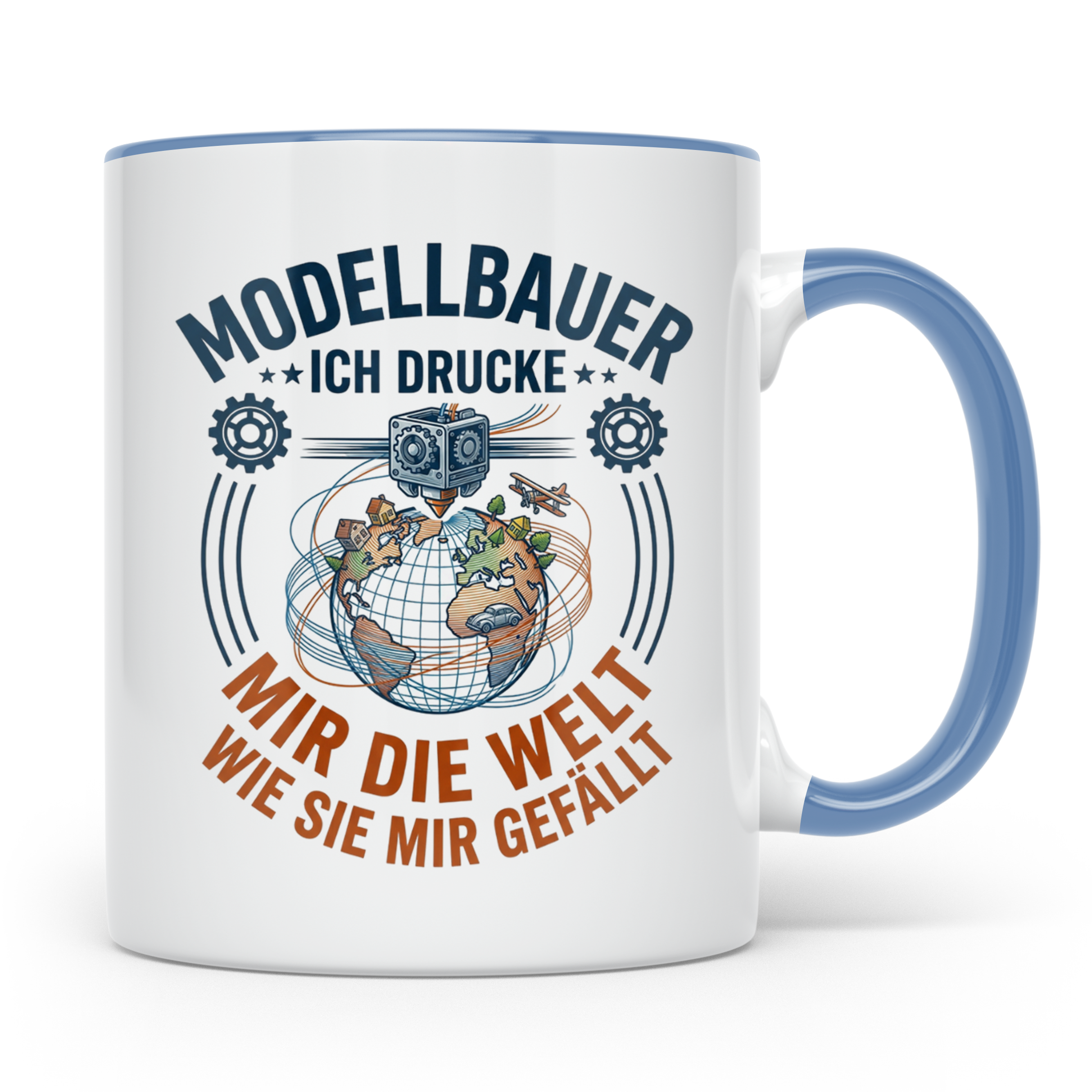 Modellbauer Tasse mit 3D Drucker Spruch 'Ich drucke mir die  – Blau [farbe:blau]