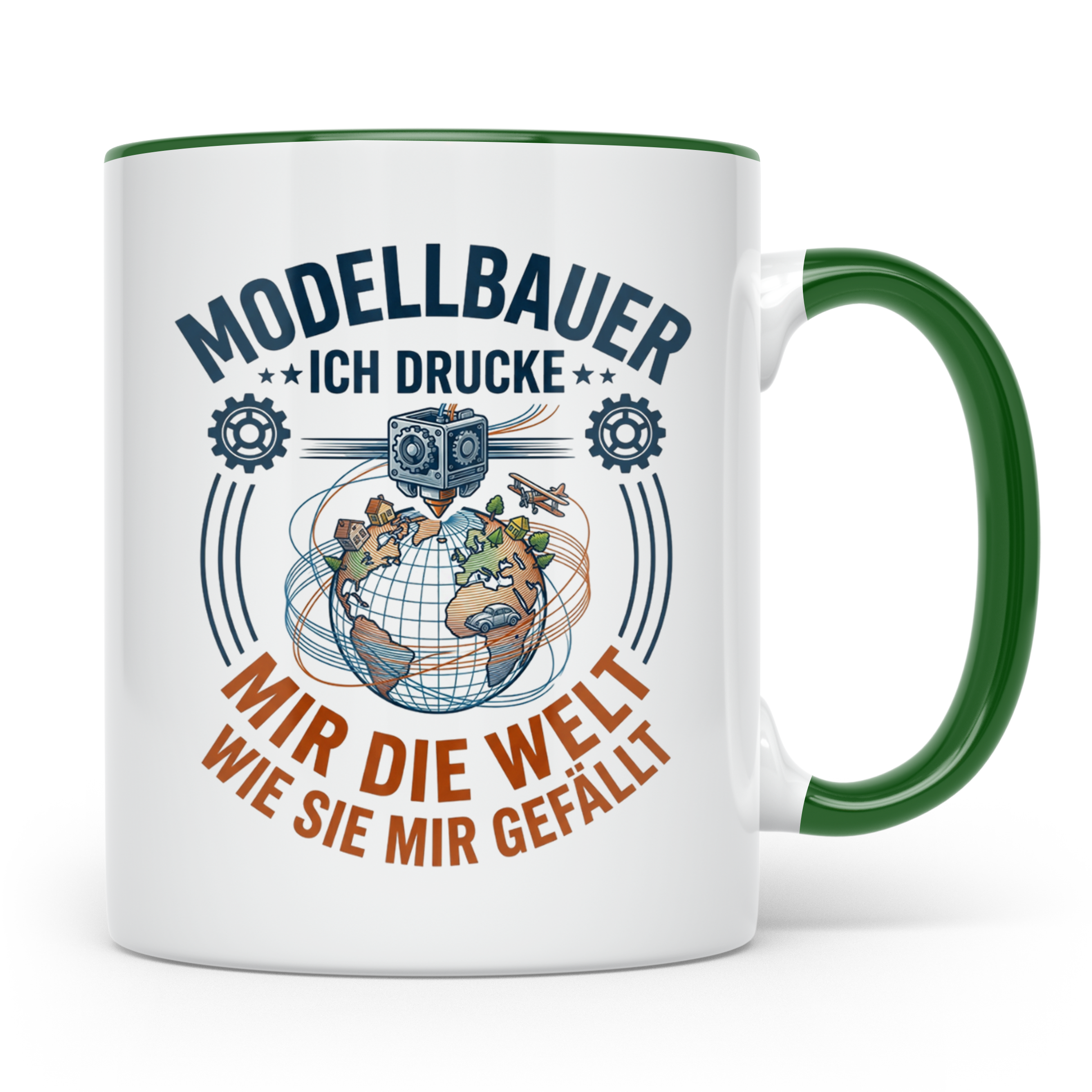 Modellbauer Tasse mit 3D Drucker Spruch 'Ich drucke mir die  – Grün [farbe:grün]