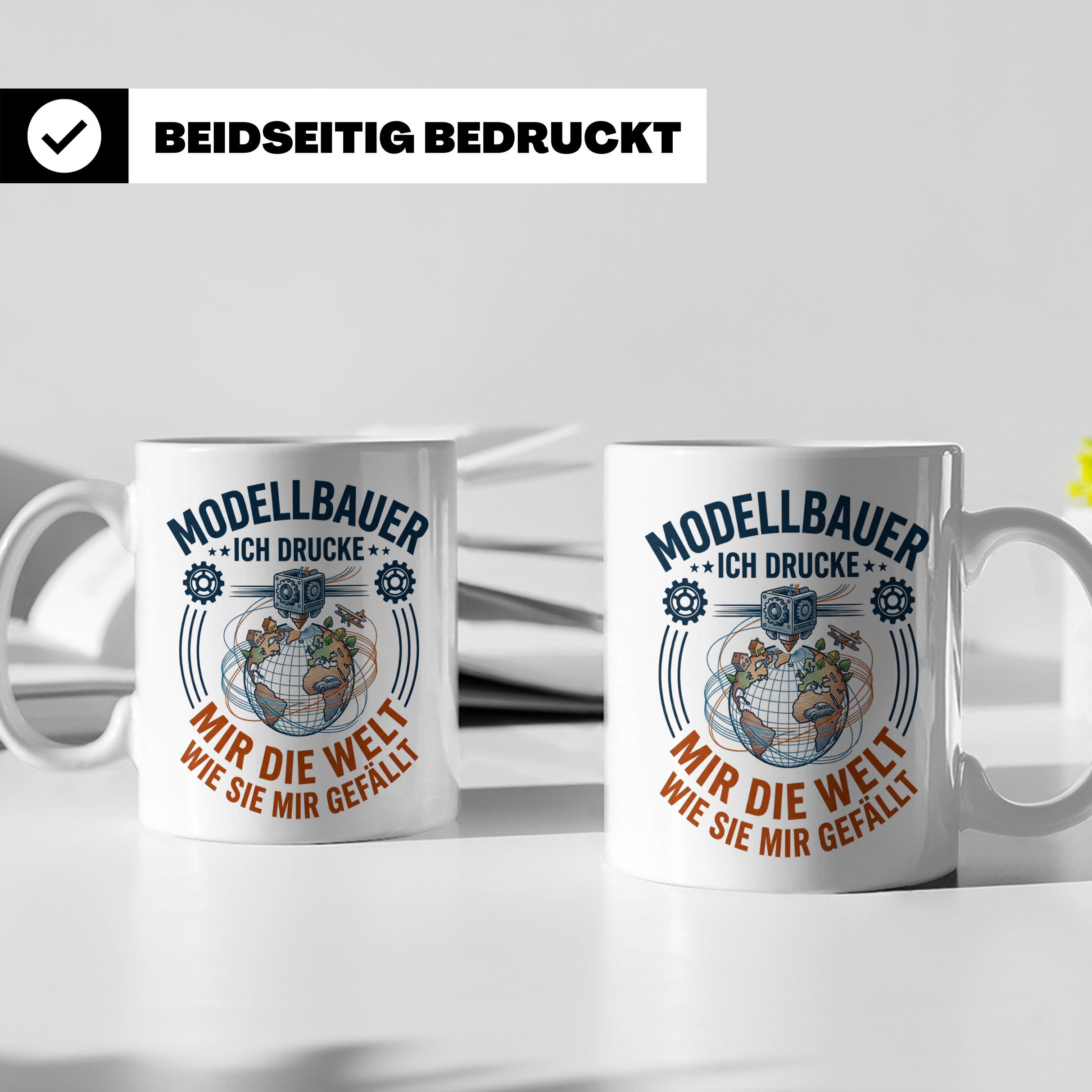 Modellbauer Tasse mit 3D Drucker Spruch 'Ich drucke mir die  – Weiß [farbe:weiß]
