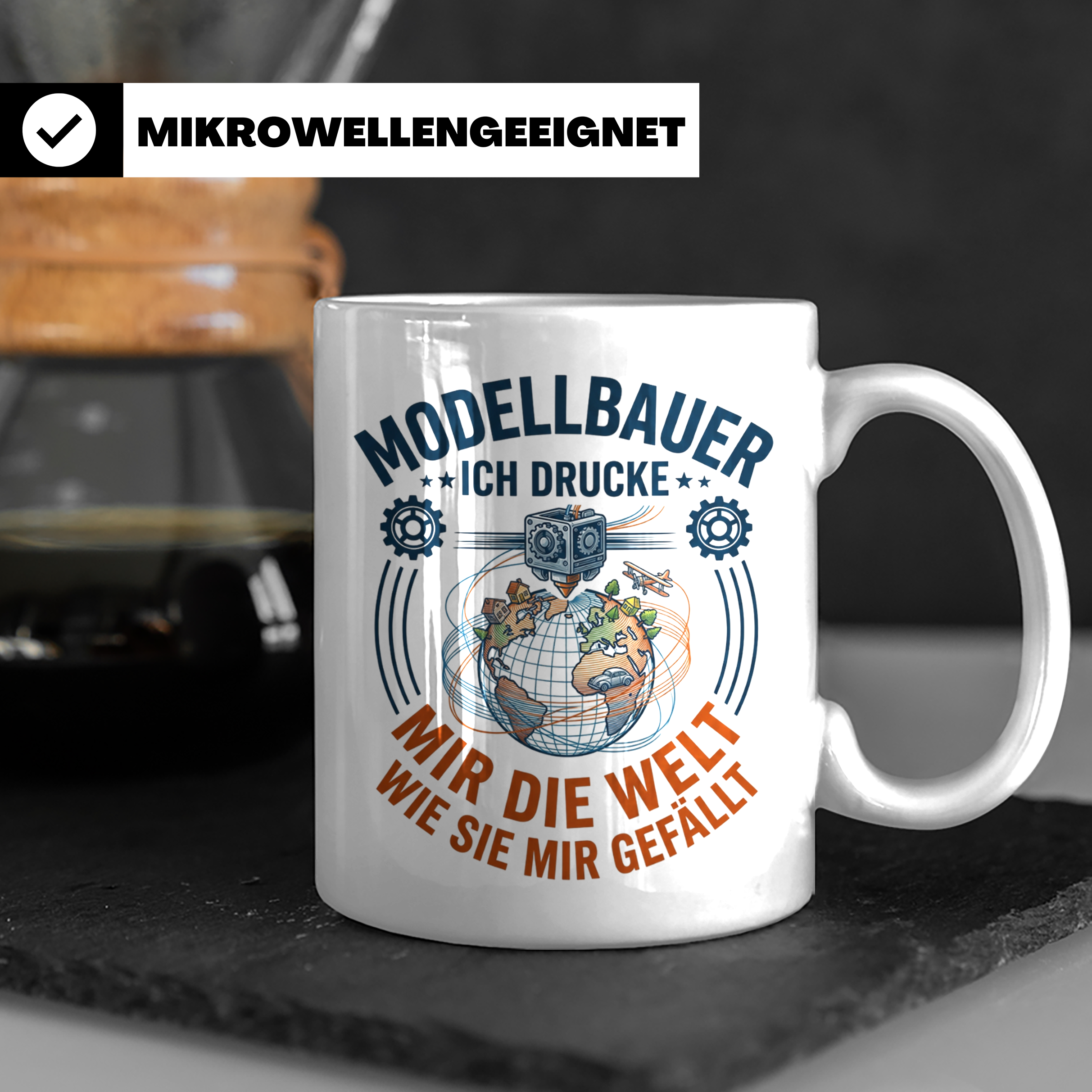 Modellbauer Tasse mit 3D Drucker Spruch 'Ich drucke mir die  – Weiß [farbe:weiß]
