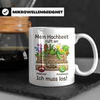 Hochbeet Tasse mit Spruch 'Mein Hochbeet ruft an' | Lustiges – Weiß [farbe:weiß]
