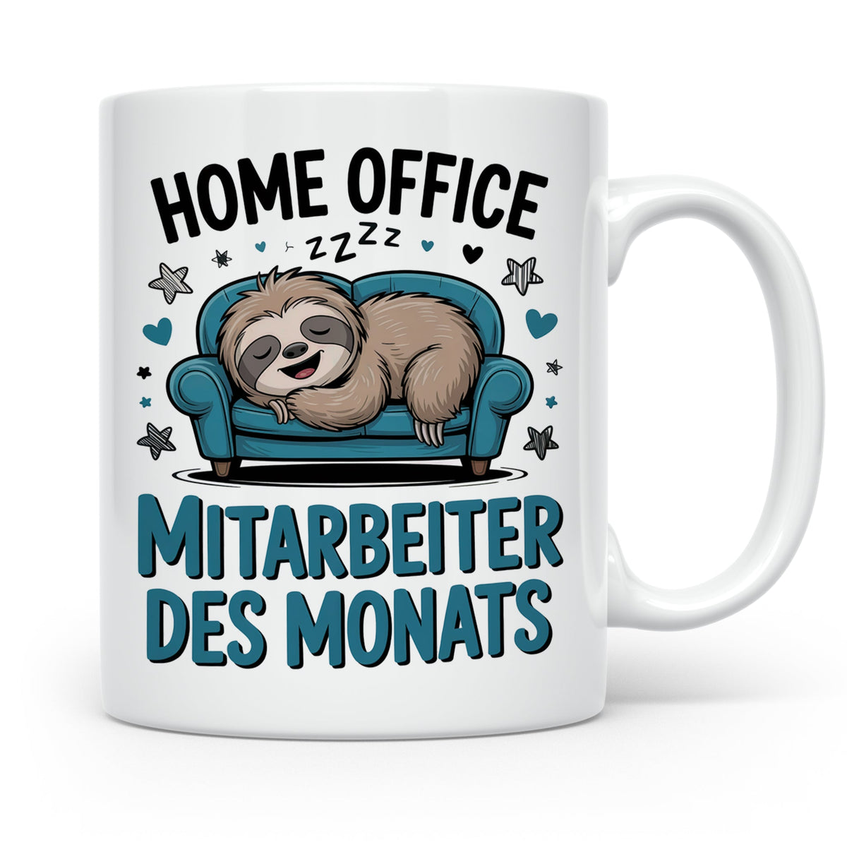 Homeoffice Faultier Tasse | Mitarbeiter des Monats Geschenkidee | Büro Humor für Kollegen - Witziges Remote Arbeits Meme | Work from Home Sp