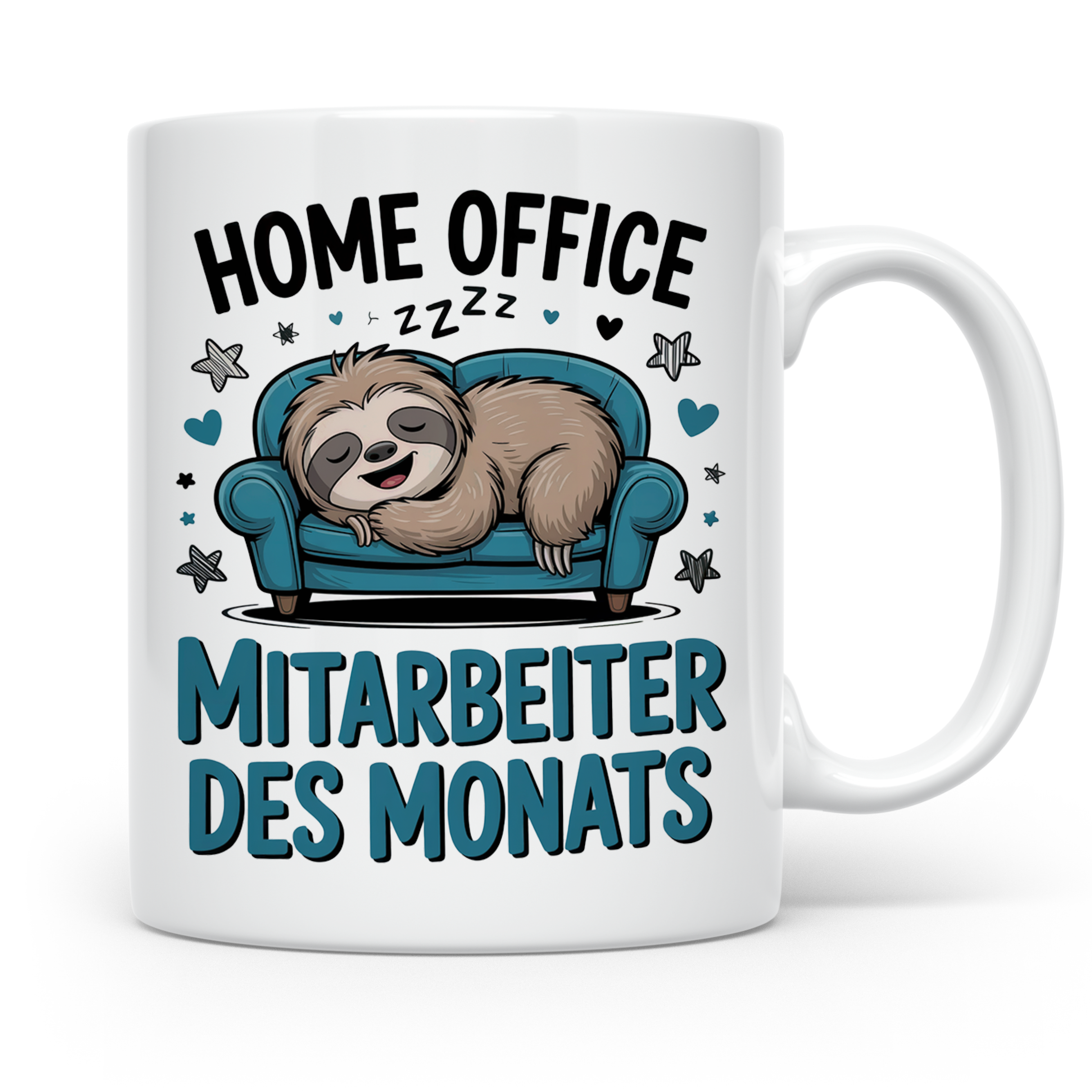 Homeoffice Faultier Tasse | Mitarbeiter des Monats Geschenkidee | Büro Humor für Kollegen - Witziges Remote Arbeits Meme | Work from Home Sp