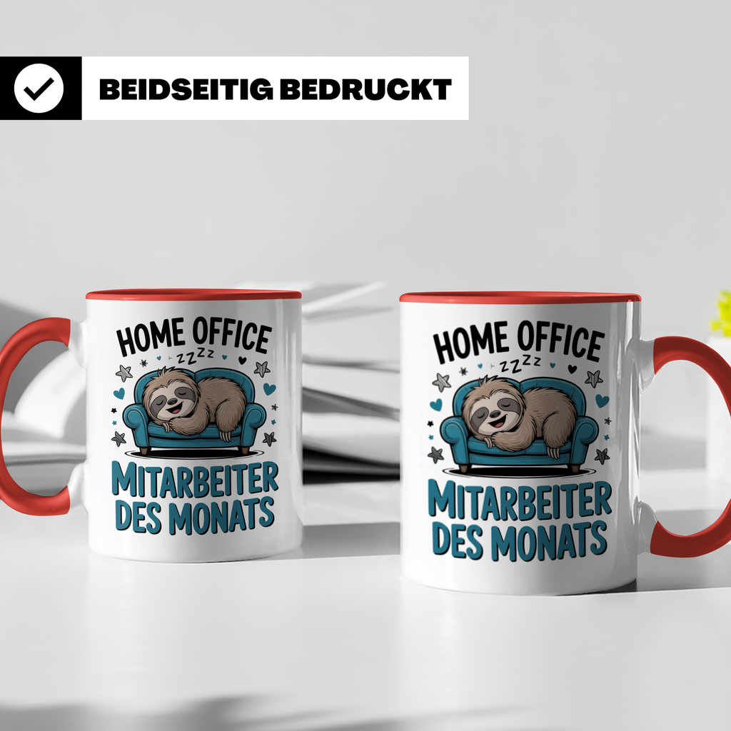 Homeoffice Faultier Tasse | Mitarbeiter des Monats Geschenkidee | Büro Humor für Kollegen - Witziges Remote Arbeits Meme | Work from Home Sp