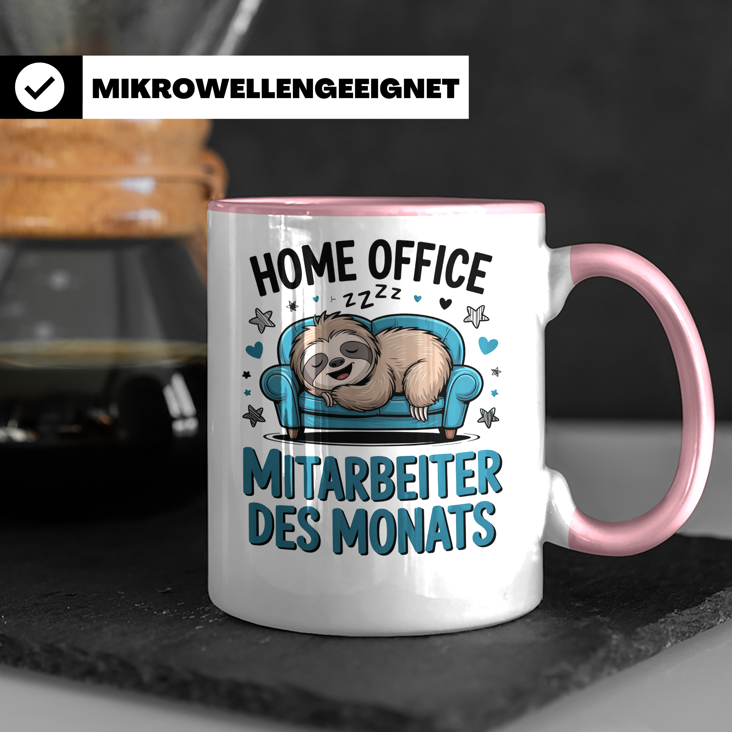 Homeoffice Faultier Tasse | Mitarbeiter des Monats Geschenkidee | Büro Humor für Kollegen - Witziges Remote Arbeits Meme | Work from Home Sp