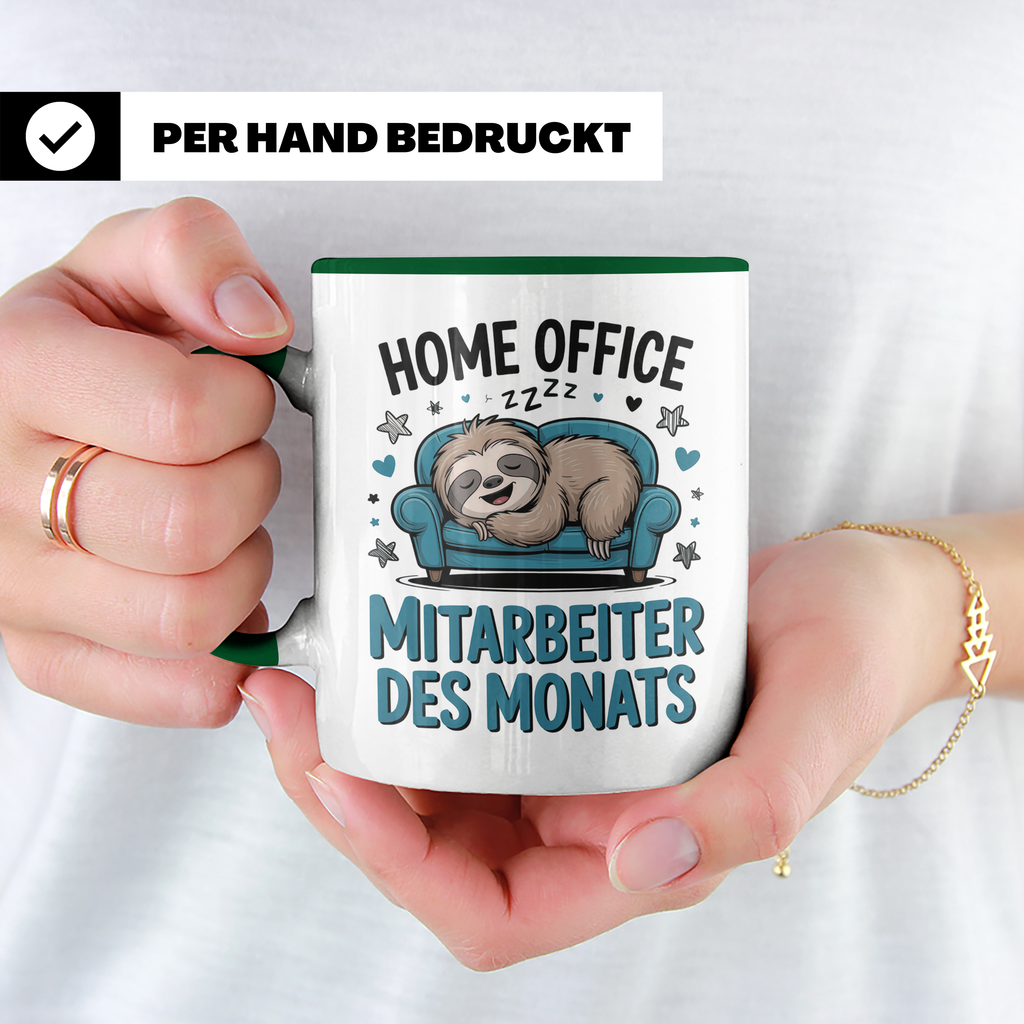 Homeoffice Faultier Tasse | Mitarbeiter des Monats Geschenkidee | Büro Humor für Kollegen - Witziges Remote Arbeits Meme | Work from Home Sp