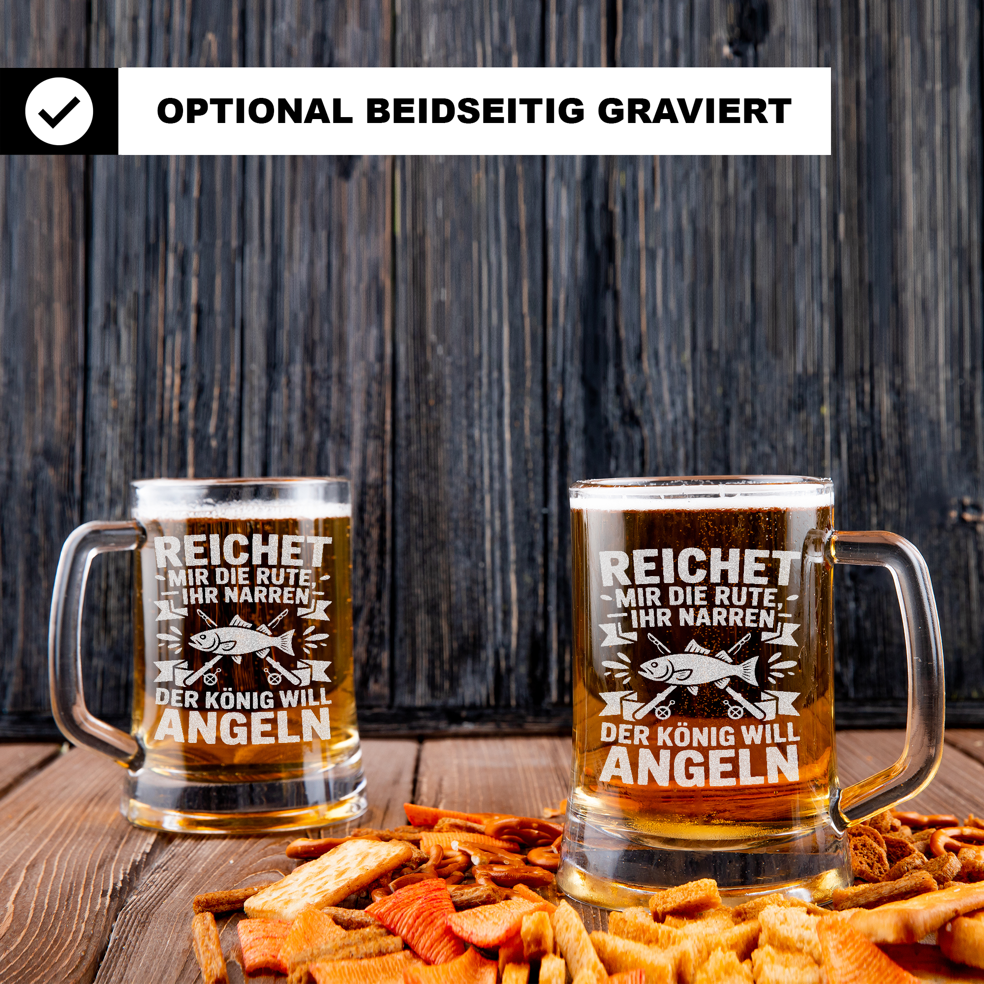 Angeln Bierkrug – Reicht mir die Rute, der König will Angeln, Angler Geschenk, Lustiger Bierkrug für Angelfreunde, Angeln Spruch, Geschenk für Angler