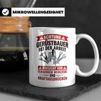 Gerüstbauer Tasse mit Spruch Vorsicht fliegendes Werkzeug |  – Weiß [farbe:weiß]