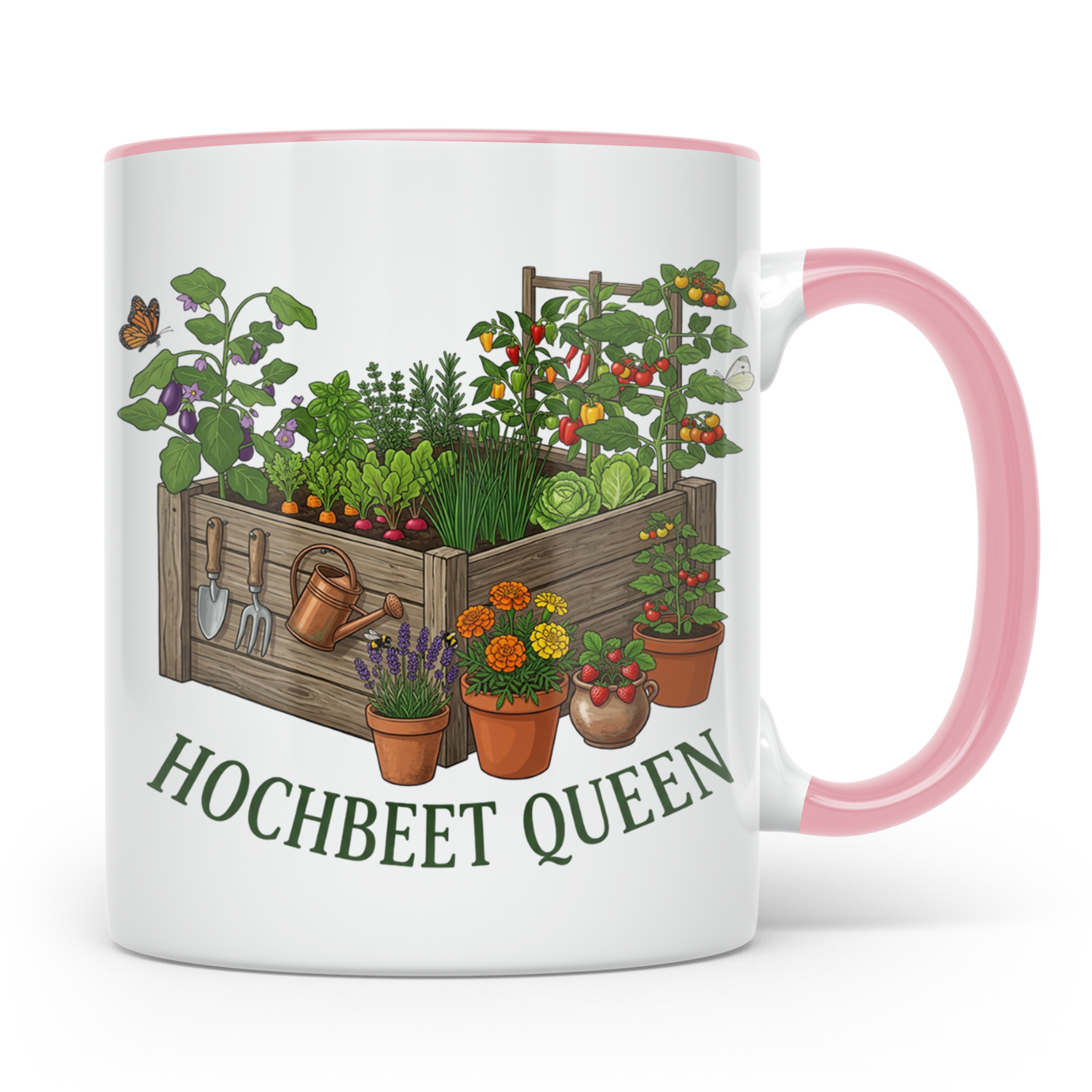 Hochbeet Queen Tasse für Gärtnerin, Geschenk Hobbygärtnerin, – Rosa [farbe:rosa]