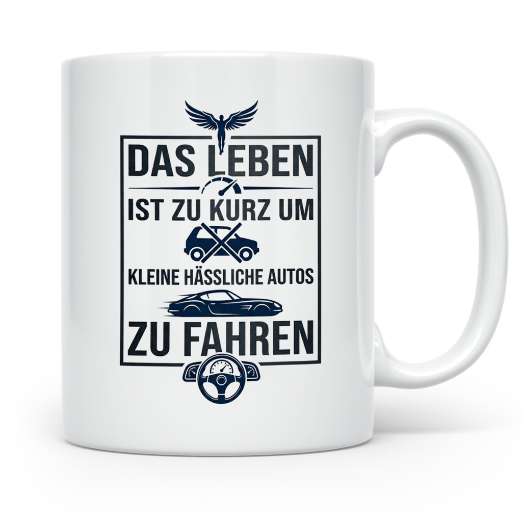 Auto Spruch Tasse Das Leben ist zu kurz für hässliche Autos  – Weiß [farbe:weiß]