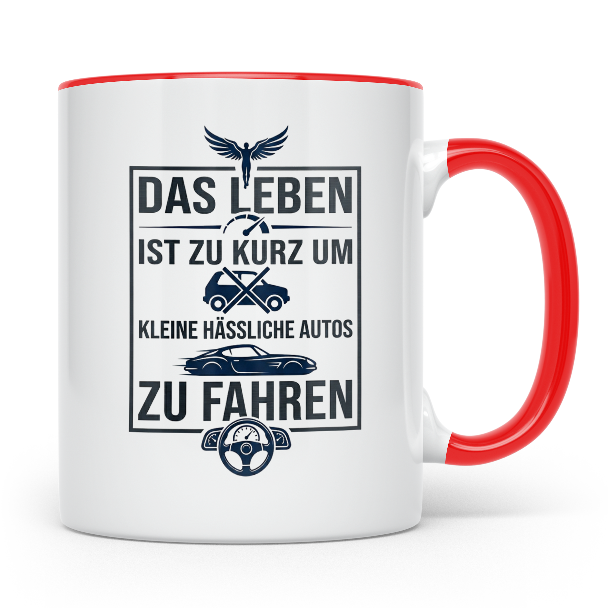 Auto Spruch Tasse Das Leben ist zu kurz für hässliche Autos  – Rot [farbe:rot]
