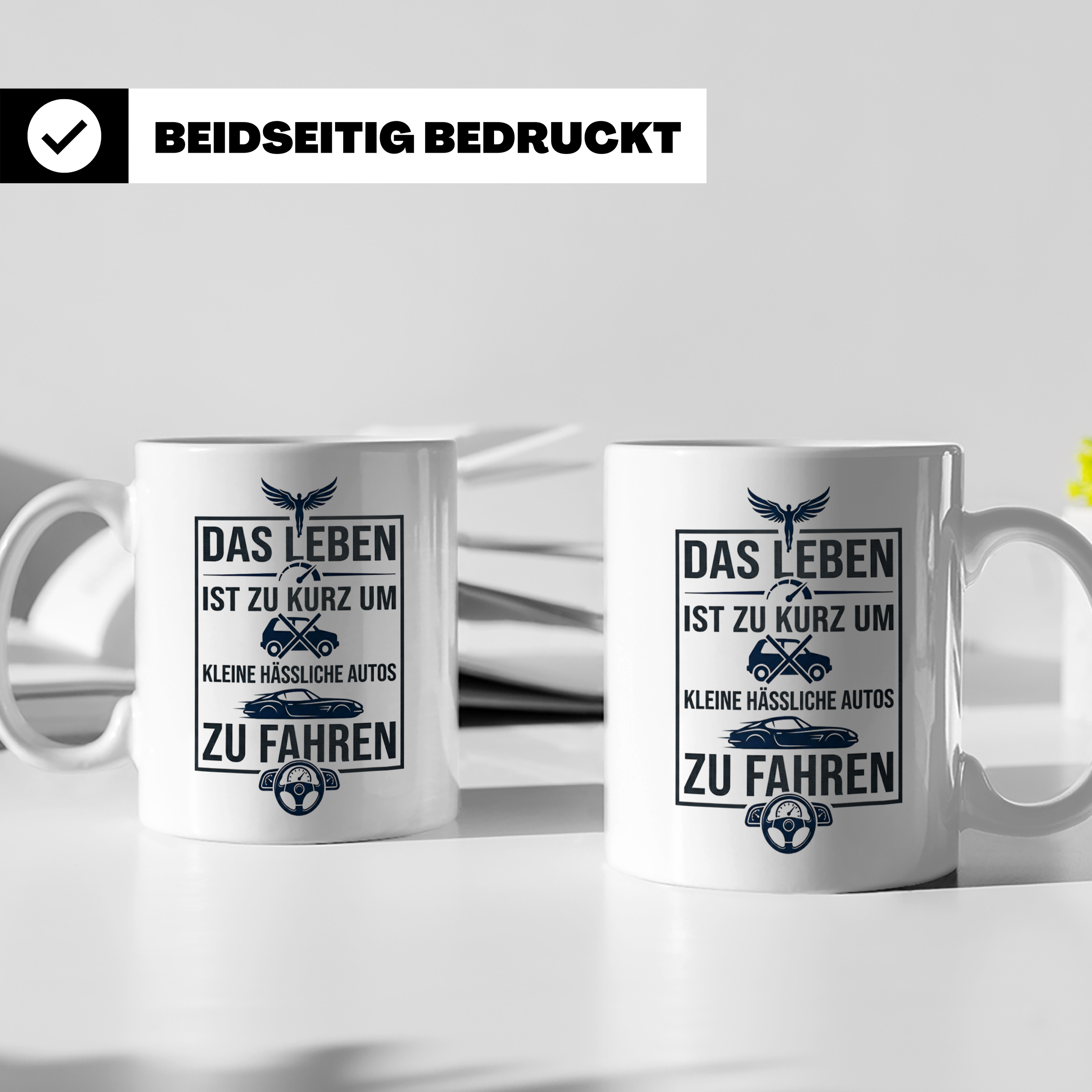 Auto Spruch Tasse Das Leben ist zu kurz für hässliche Autos  – Weiß [farbe:weiß]