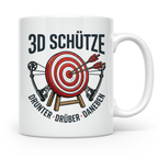 3D Schütze Tasse Drunter Drüber Daneben | Geschenk für Bogen – Weiß [farbe:weiß]