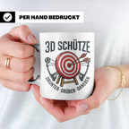 3D Schütze Tasse Drunter Drüber Daneben | Geschenk für Bogen – Weiß [farbe:weiß]
