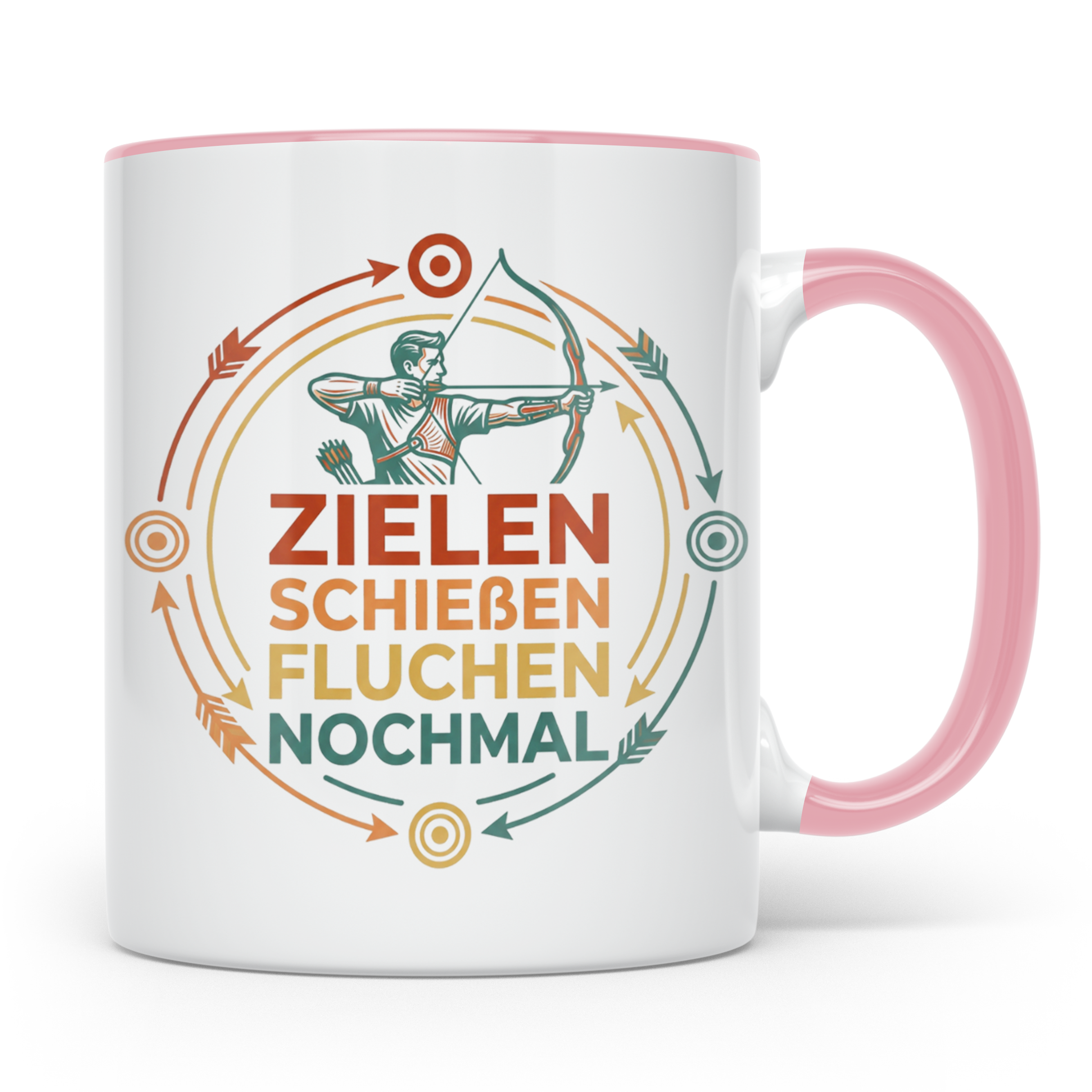 Bogenschießen Tasse Zielen Schießen Fluchen Nochmal. Lustige – Rosa [farbe:rosa]