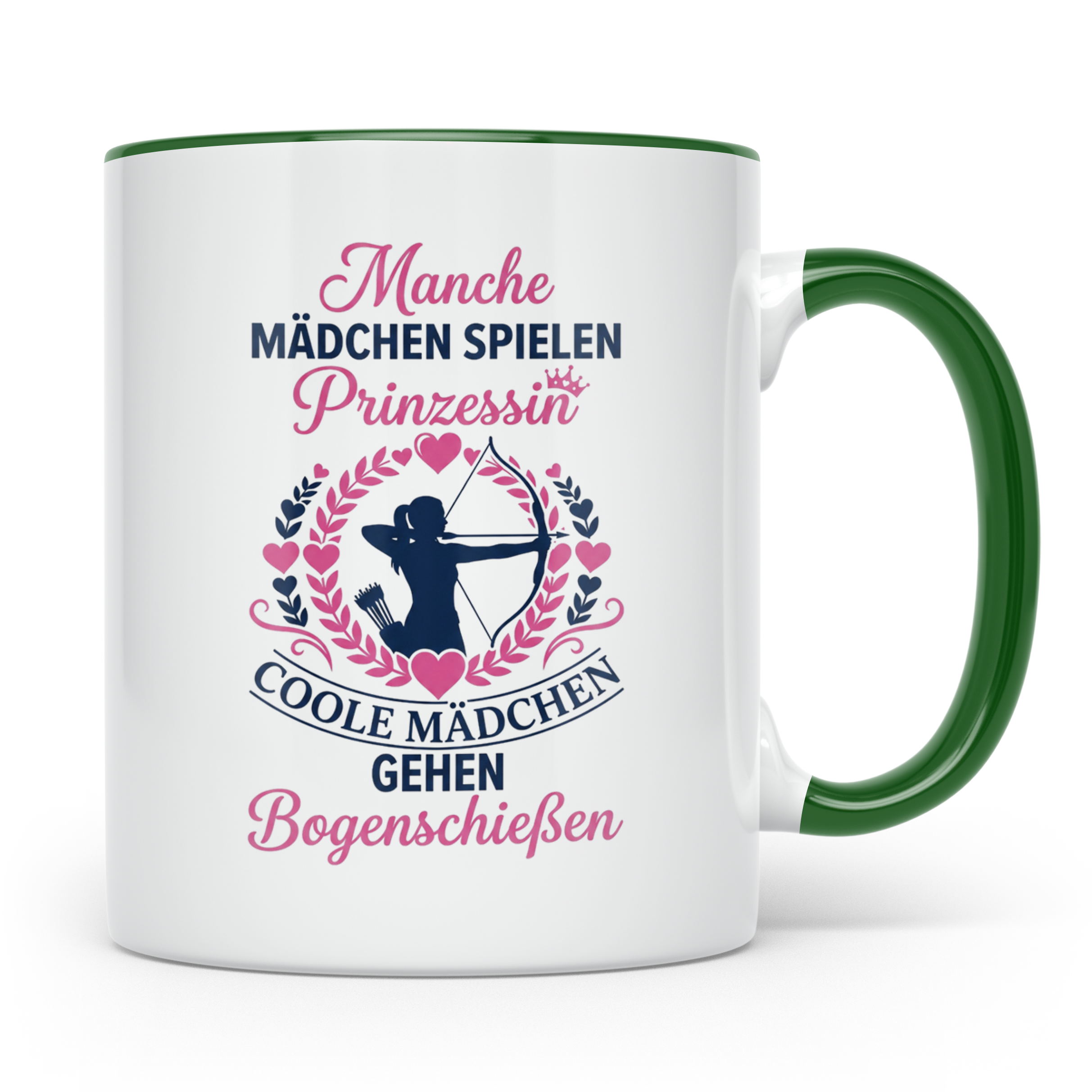 Bogenschießen Tasse Coole Mädchen Spruch | Geschenk für Boge – Grün [farbe:grün]