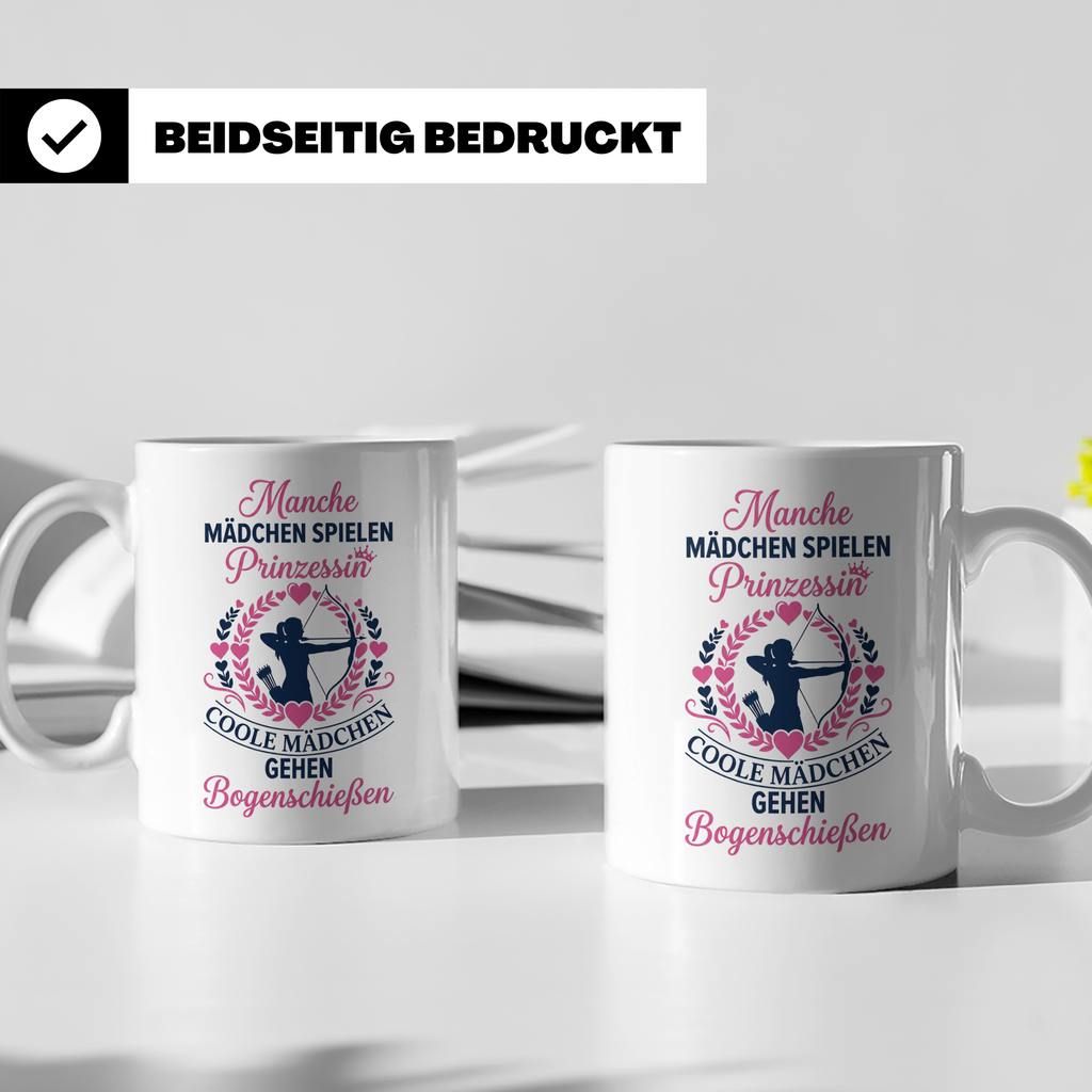 Bogenschießen Tasse Coole Mädchen Spruch | Geschenk für Boge – Weiß [farbe:weiß]