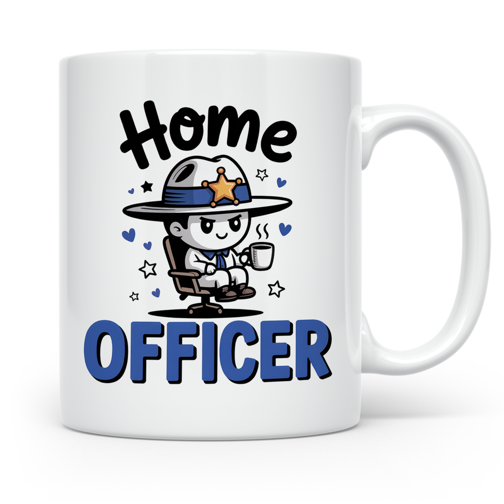Home Officer Tasse | Remote Sheriff Held Gadget | Lustige Büro Geschenkidee für Polizisten im Homeoffice | Work from Home Cop Geschenk für G