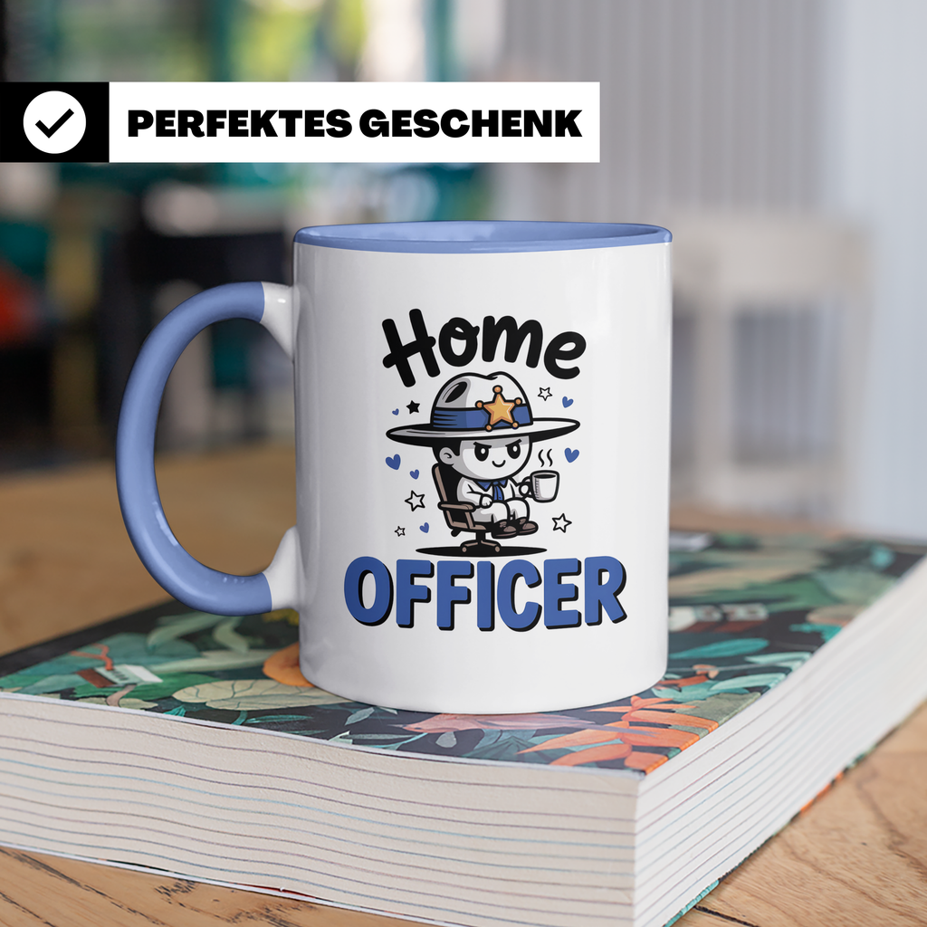 Home Officer Tasse | Remote Sheriff Held Gadget | Lustige Büro Geschenkidee für Polizisten im Homeoffice | Work from Home Cop Geschenk für G