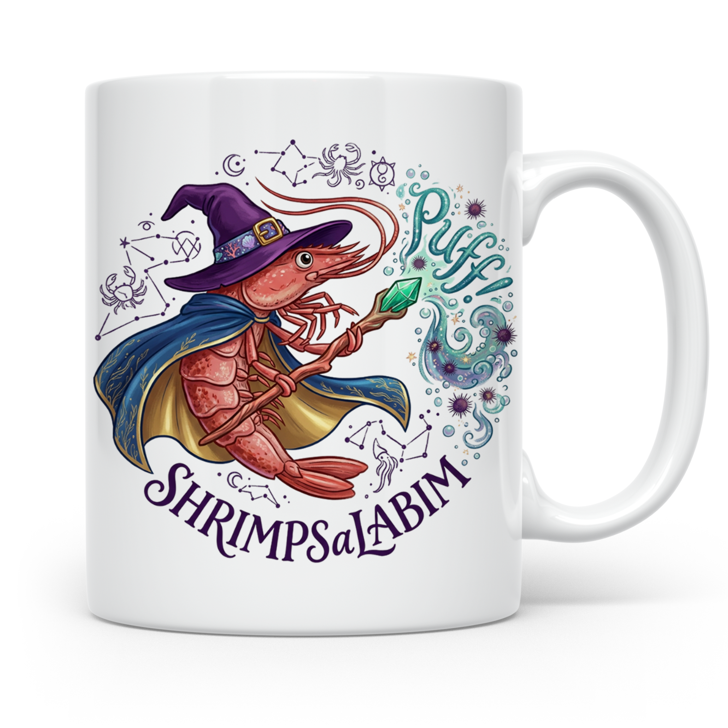 Garnele Zauberer Tasse Shrimpsalabim lustiges Fantasy Kruste – Weiß [farbe:weiß]