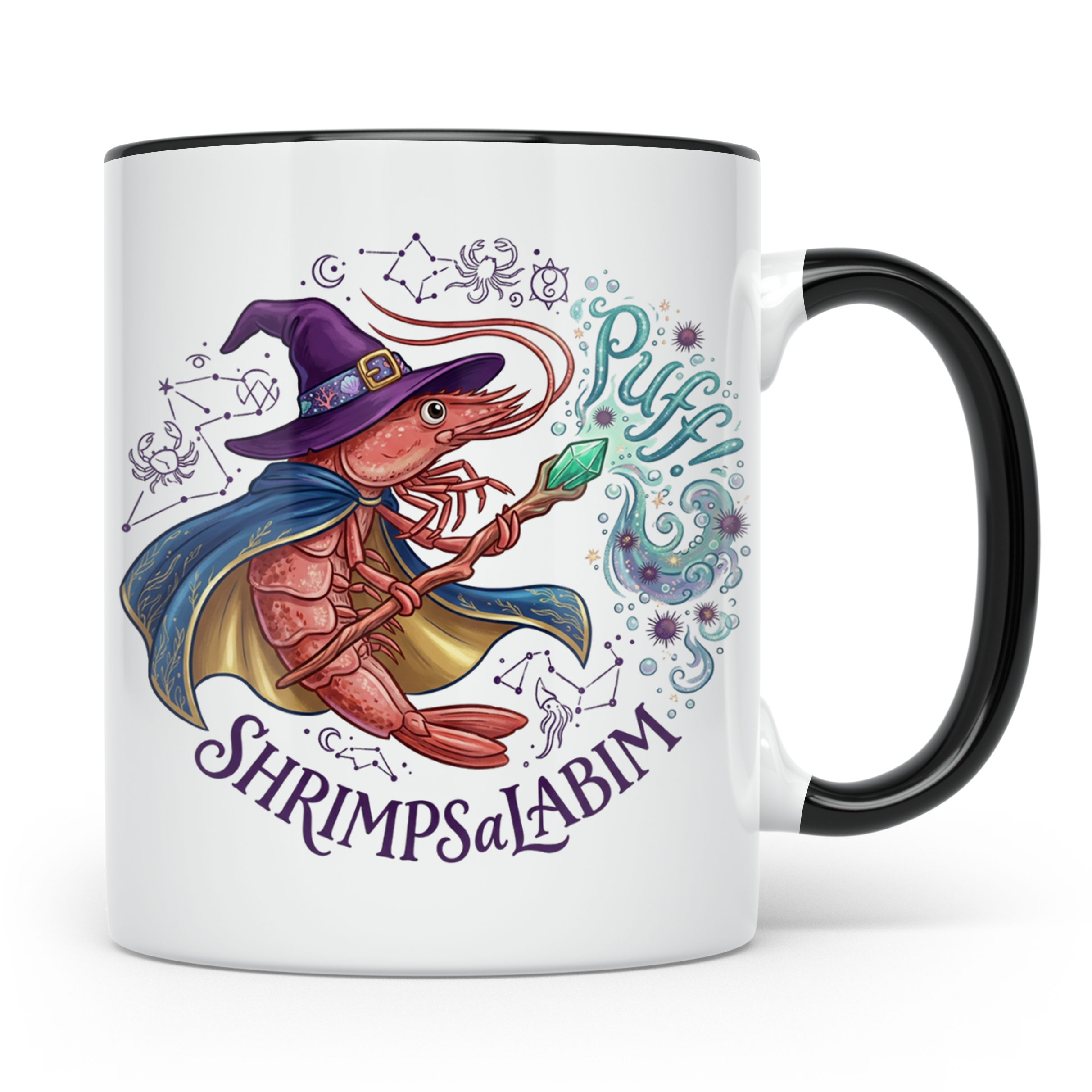 Garnele Zauberer Tasse Shrimpsalabim lustiges Fantasy Kruste – Schwarz [farbe:schwarz]