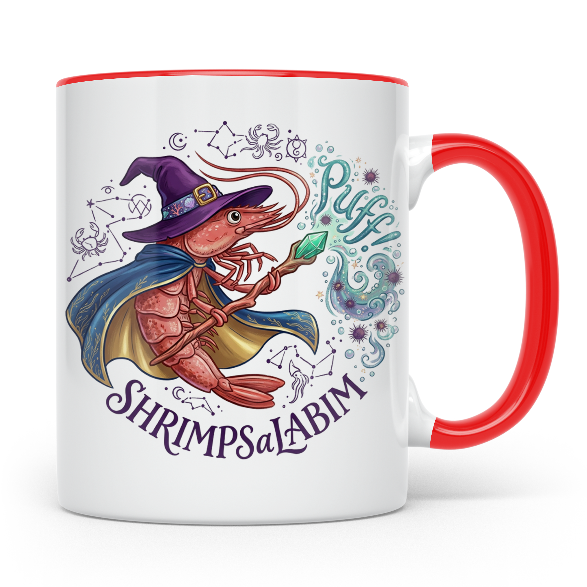 Garnele Zauberer Tasse Shrimpsalabim lustiges Fantasy Kruste – Rot [farbe:rot]