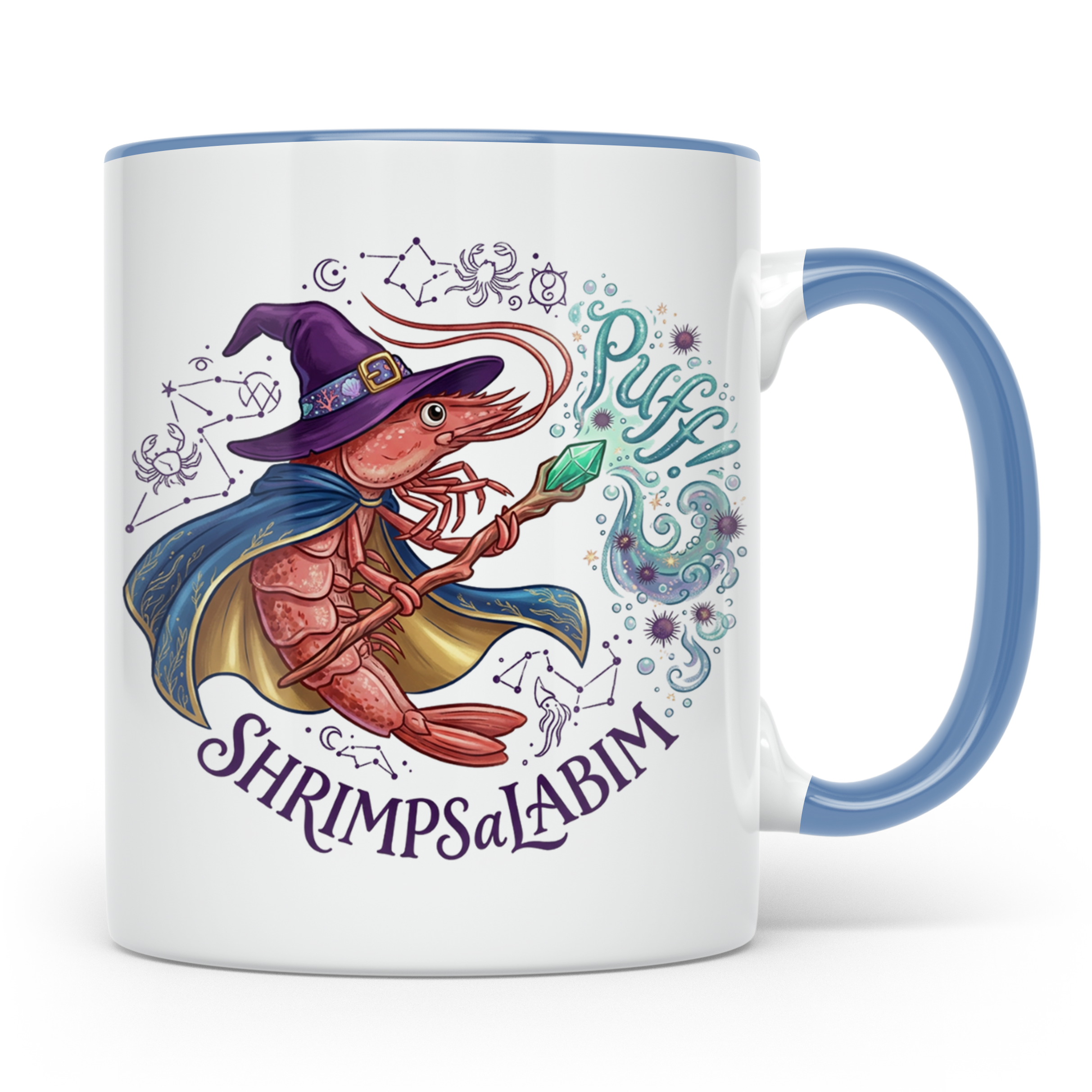 Garnele Zauberer Tasse Shrimpsalabim lustiges Fantasy Kruste – Blau [farbe:blau]