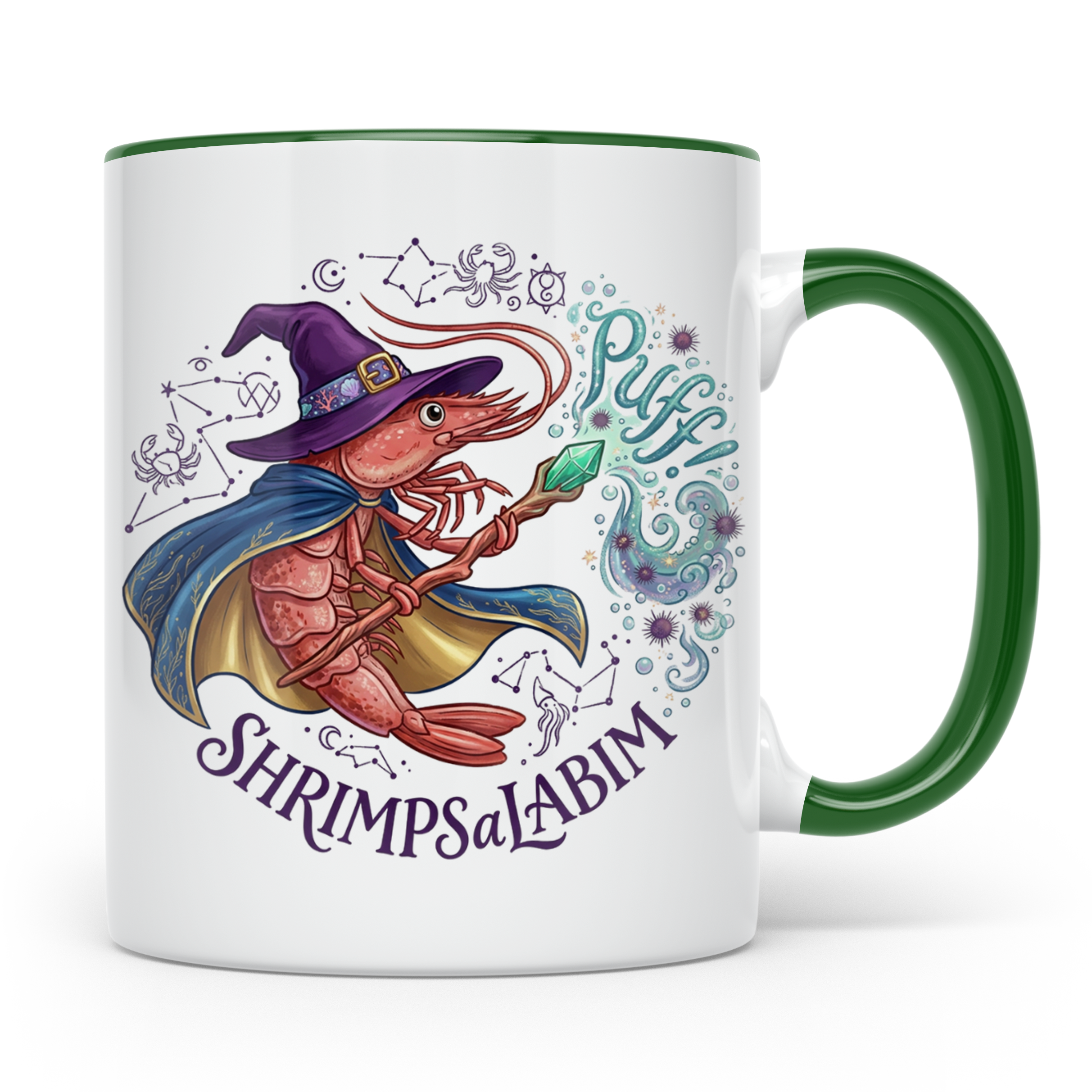 Garnele Zauberer Tasse Shrimpsalabim lustiges Fantasy Kruste – Grün [farbe:grün]