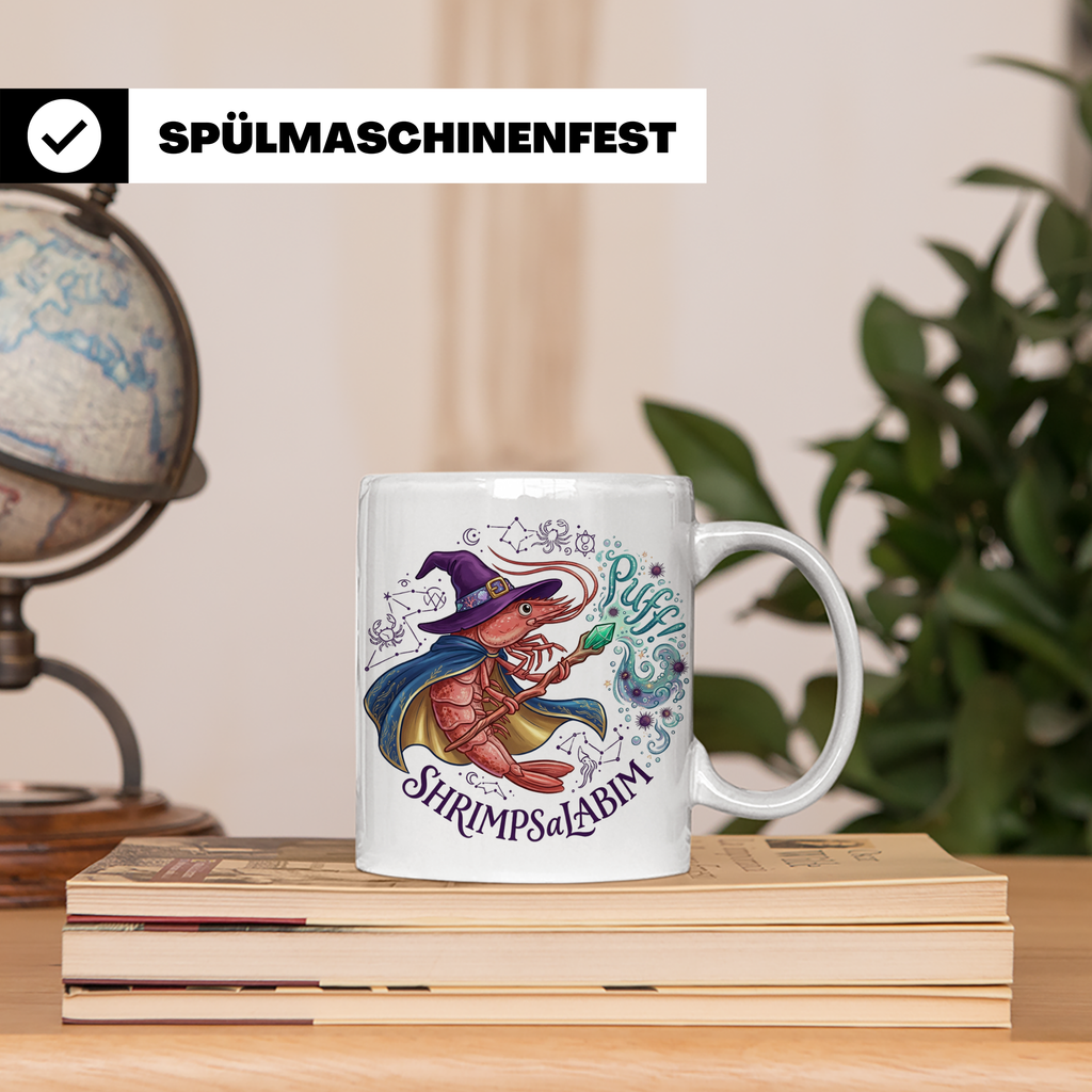 Garnele Zauberer Tasse Shrimpsalabim lustiges Fantasy Kruste – Weiß [farbe:weiß]