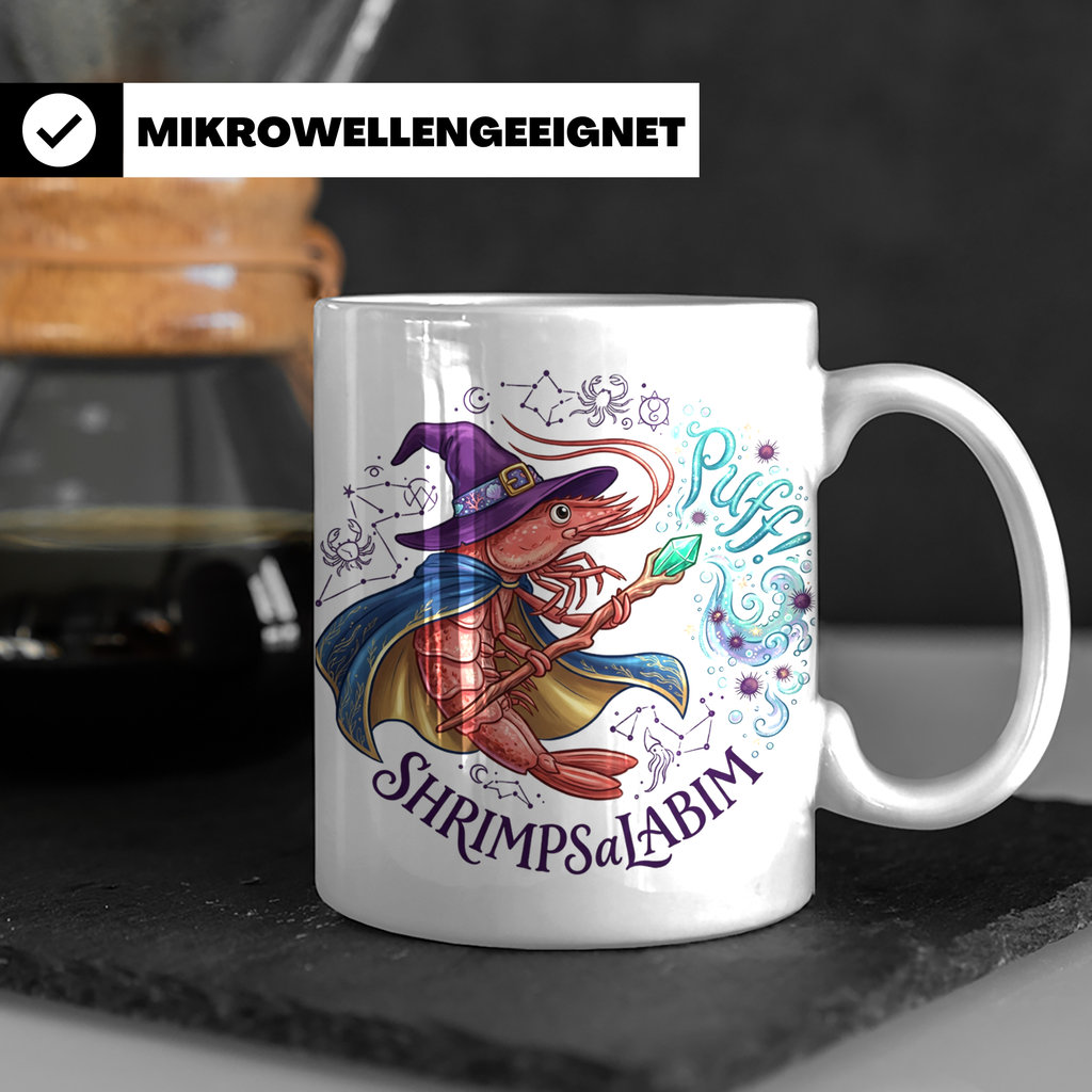 Garnele Zauberer Tasse Shrimpsalabim lustiges Fantasy Kruste – Weiß [farbe:weiß]