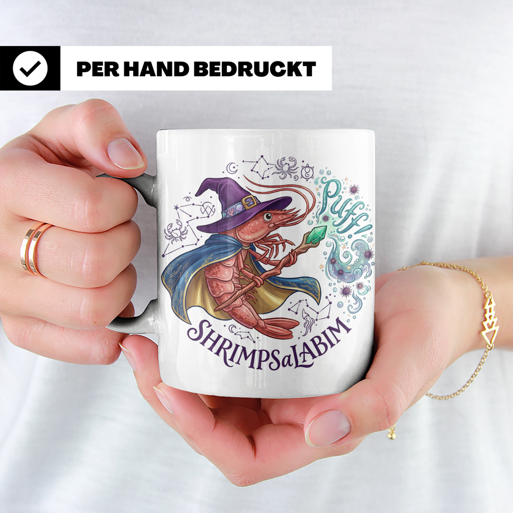 Garnele Zauberer Tasse Shrimpsalabim lustiges Fantasy Kruste – Weiß [farbe:weiß]