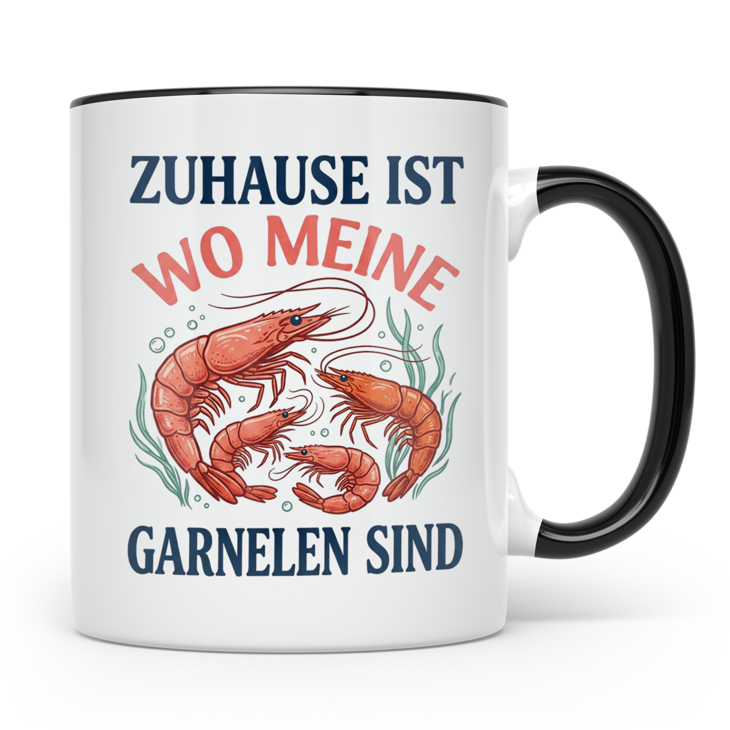 Garnelen Tasse 'Zuhause ist...' für Aquaristik Fans & Garnel – Schwarz [farbe:schwarz]