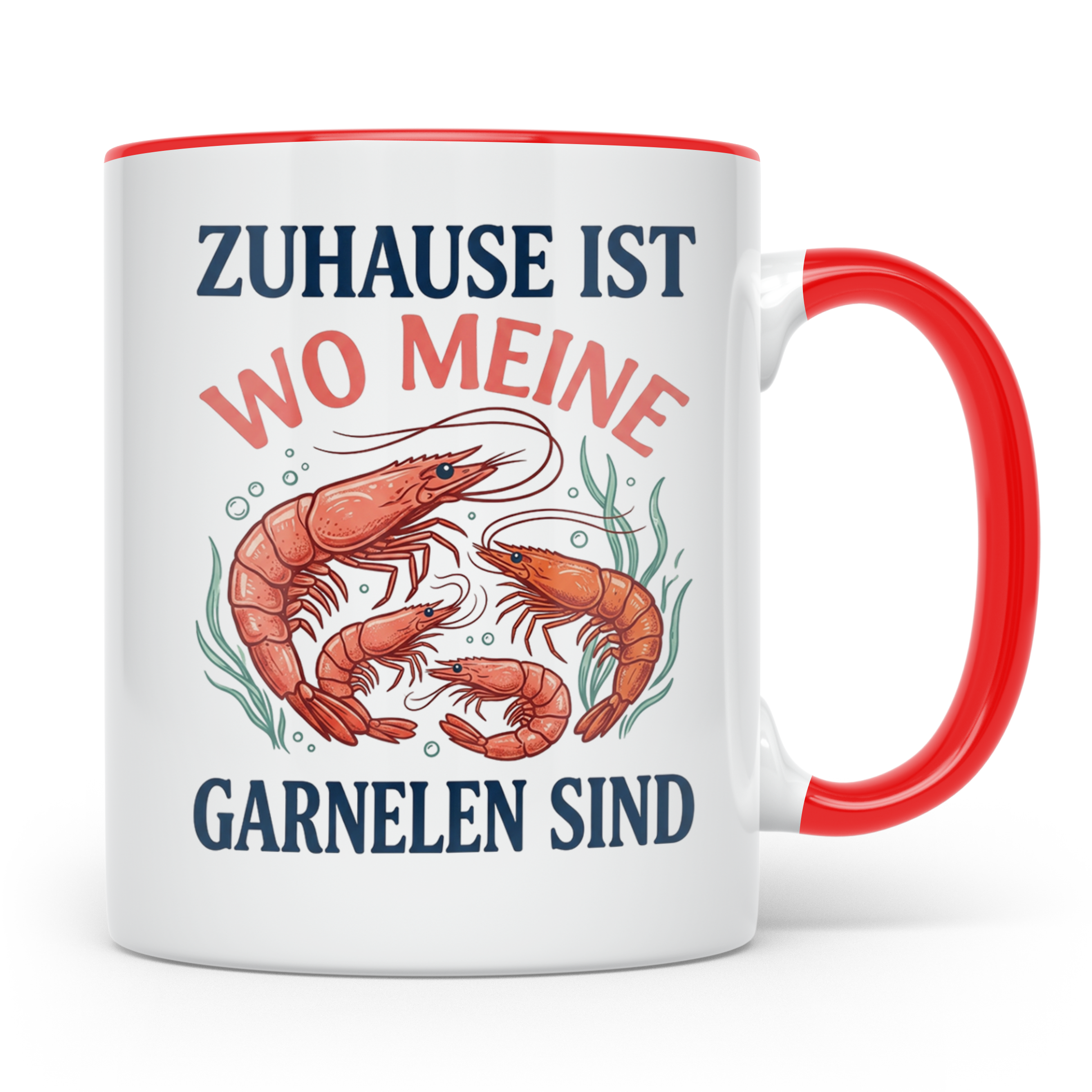 Garnelen Tasse 'Zuhause ist...' für Aquaristik Fans & Garnel – Rot [farbe:rot]