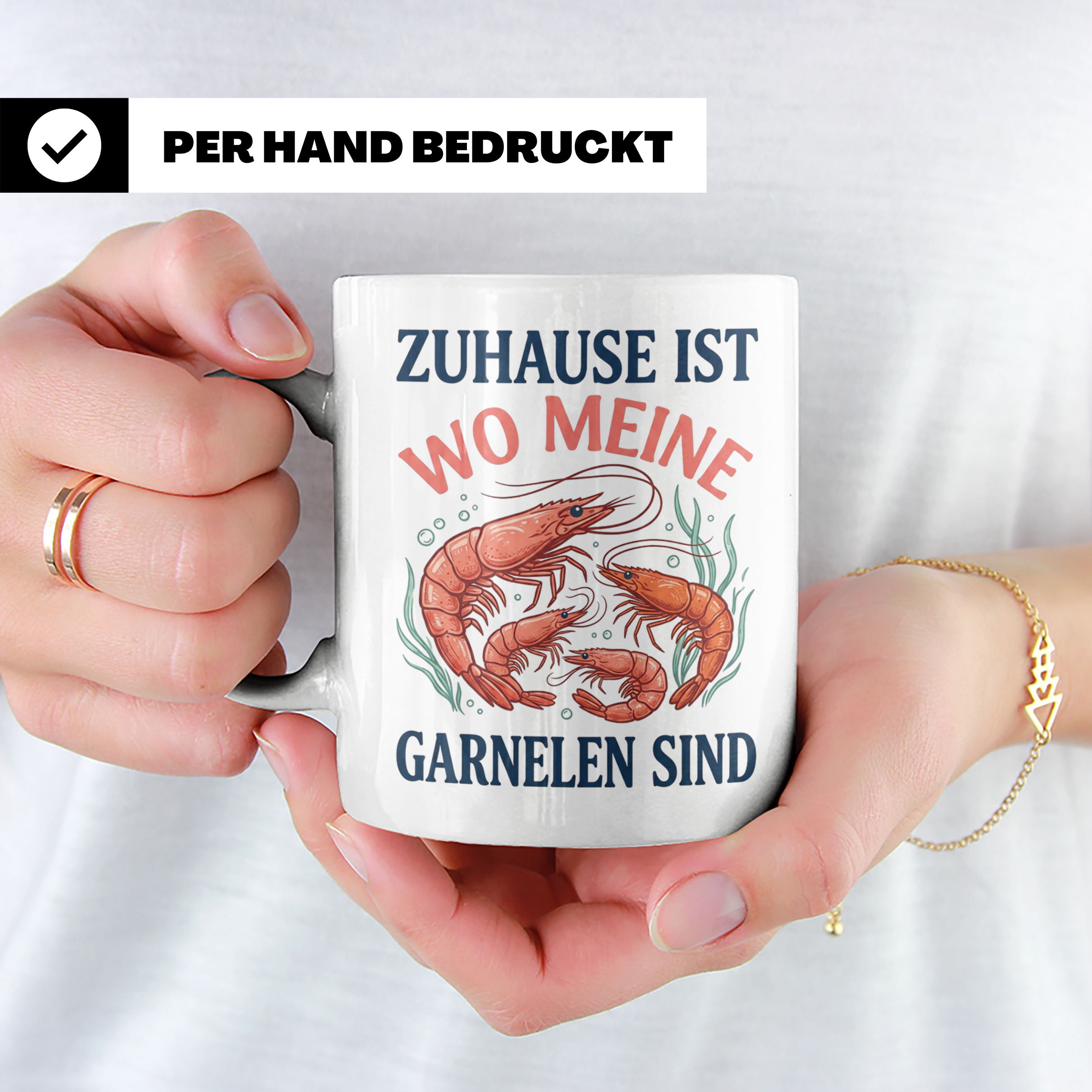 Garnelen Tasse 'Zuhause ist...' für Aquaristik Fans & Garnel – Weiß [farbe:weiß]