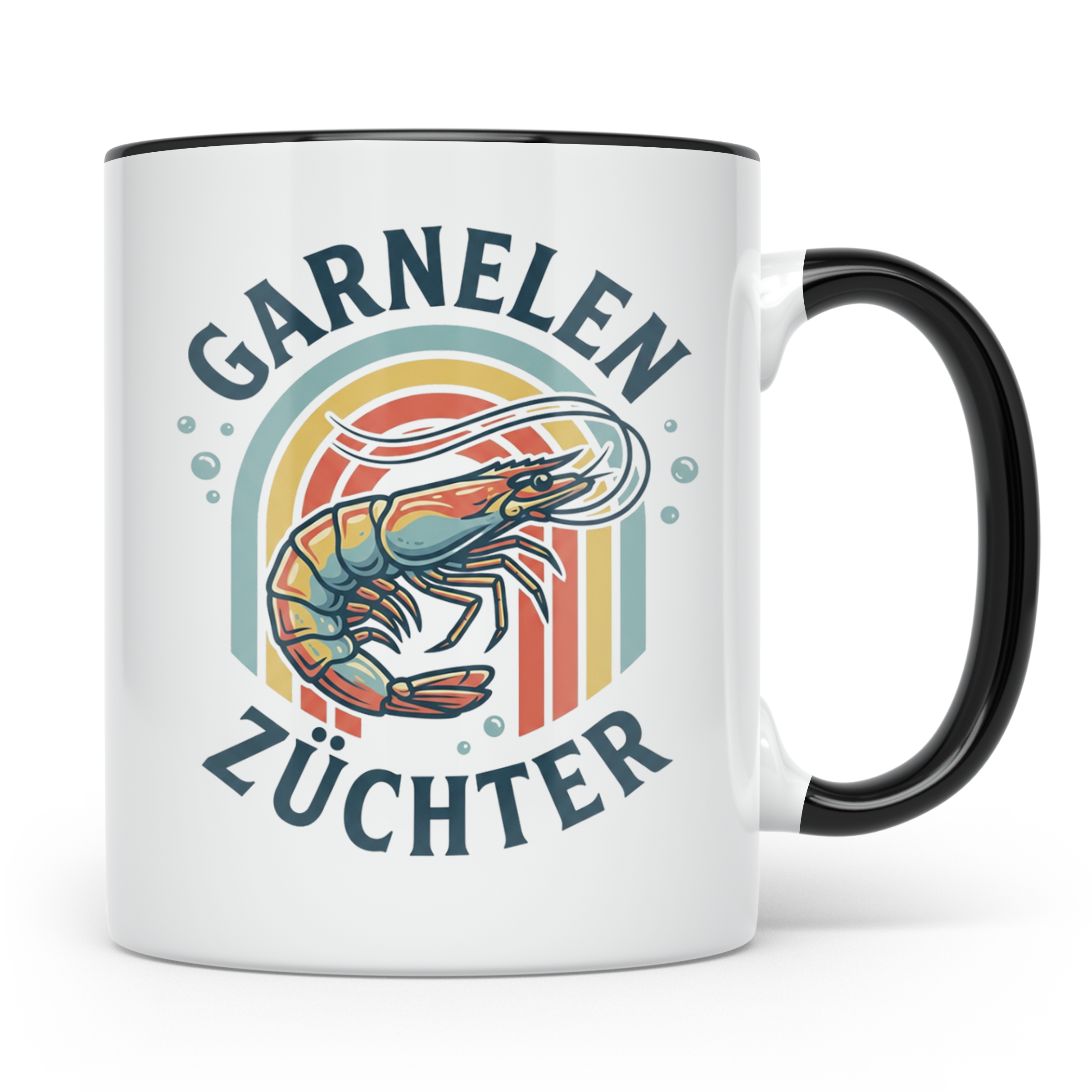 Garnelen Züchter Tasse Retro, Geschenk für Aquarianer & Shri – Schwarz [farbe:schwarz]