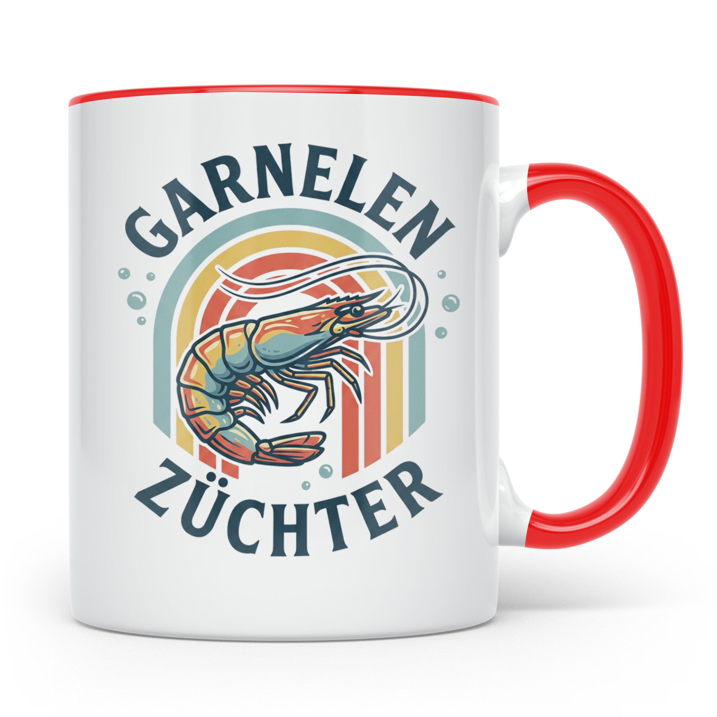 Garnelen Züchter Tasse Retro, Geschenk für Aquarianer & Shri – Rot [farbe:rot]