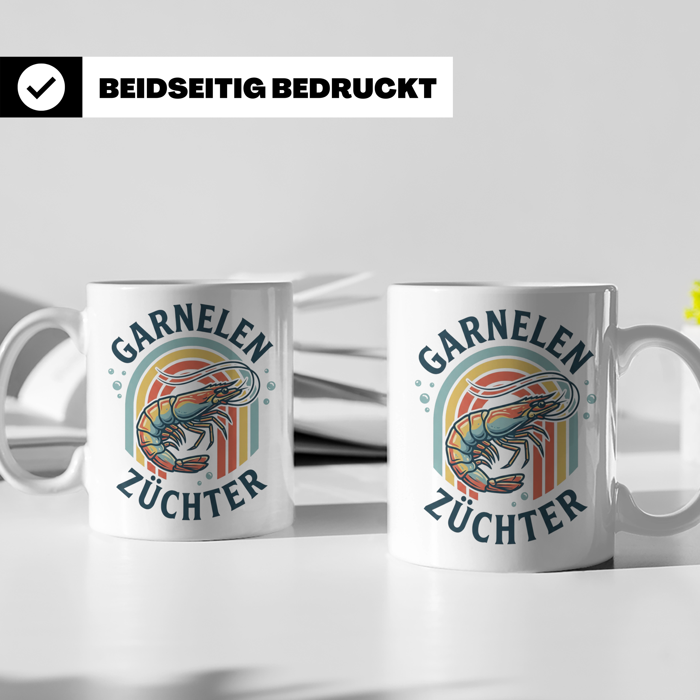 Garnelen Züchter Tasse Retro, Geschenk für Aquarianer & Shri – Weiß [farbe:weiß]